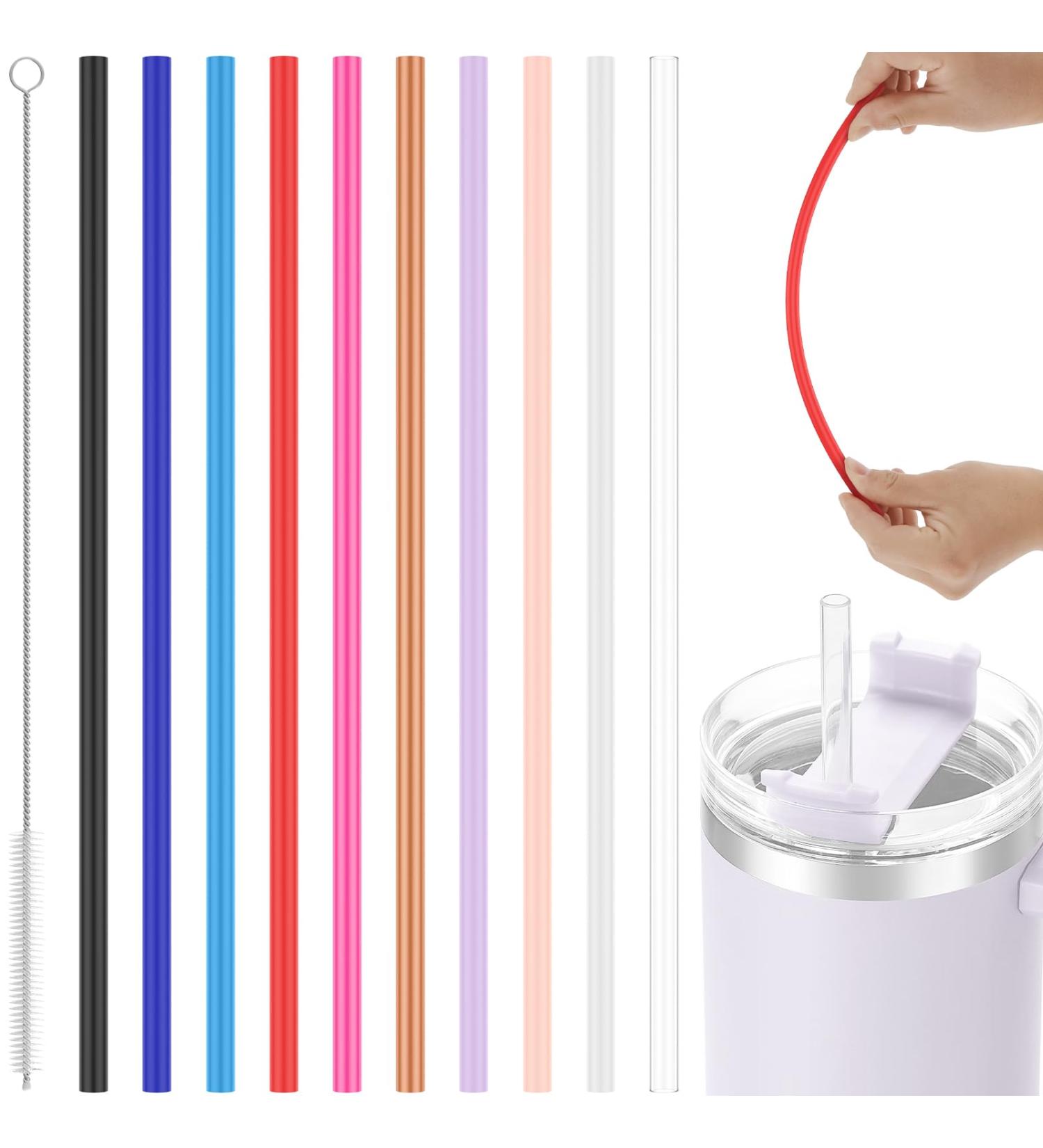 XM 10 Pack Reusable Straws with Clearing Brush 12in Long Replacement Straws 10 Colors Tumblers Straw Replacement Food Grade Reusable Plastic Straws Durable for 40oz Tumblers Mugs Half Gallon Jug SHAFU - Buy Online on GoSupps.com