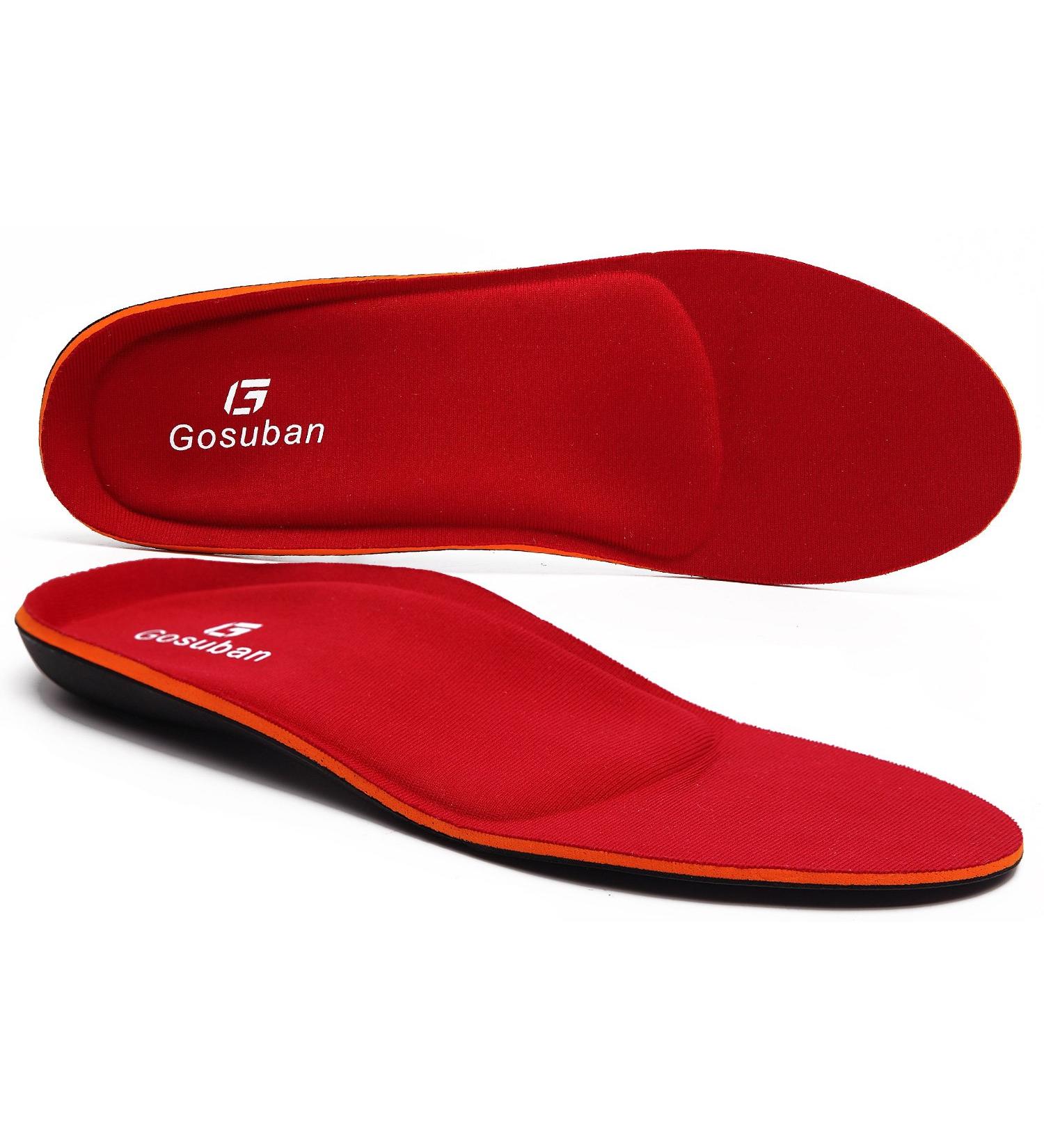 Orthotic Insoles for Flat Feet - Gosuban Maximum Cushion Arch Support Inserts for Plantar Fasciitis - Red, Men's 11-11.5, Women's 13-13.5 - Buy Online on GoSupps.com