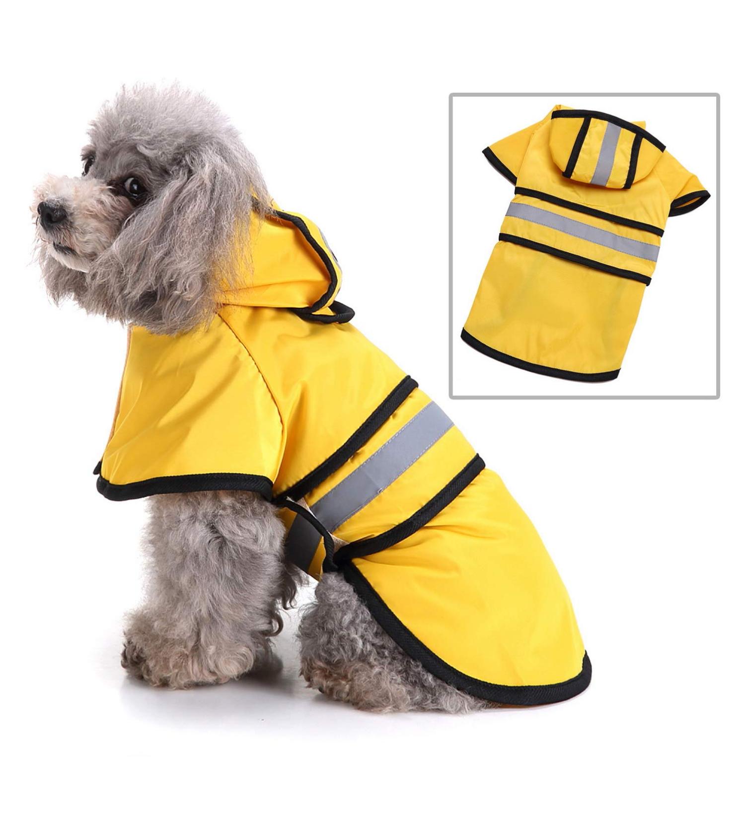 Smalllee Lucky Store Waterproof Dog Rain Jacket with Hood - Adjustable Reflective Raincoat for Small to Large Dogs (4XL Yellow) - Buy Online on GoSupps.com