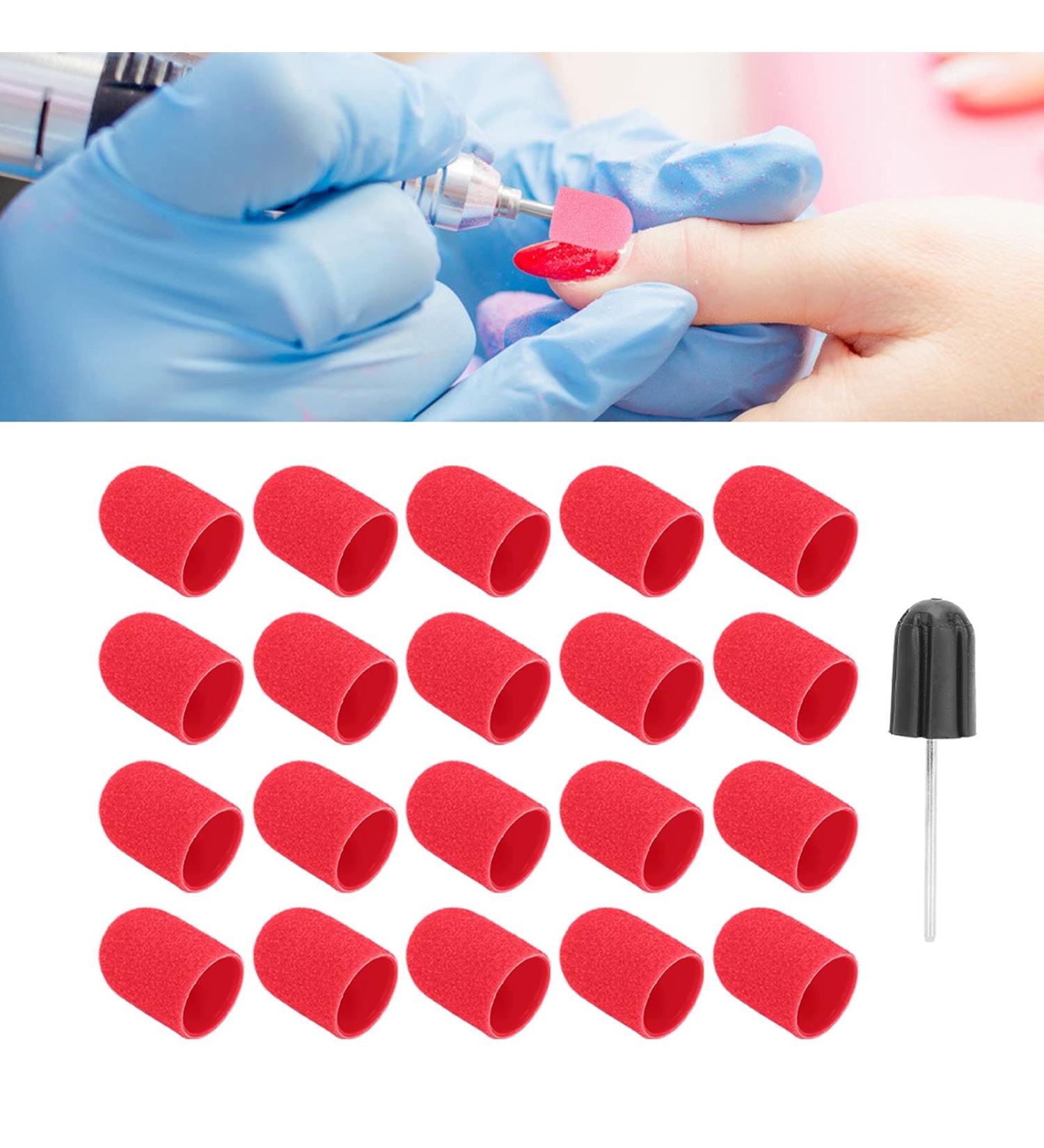 Nail Art Sanding Cap Set - Manicure Pedicure Tool for Home Salon (Red) - 16 x 25mm - Buy Online on GoSupps.com