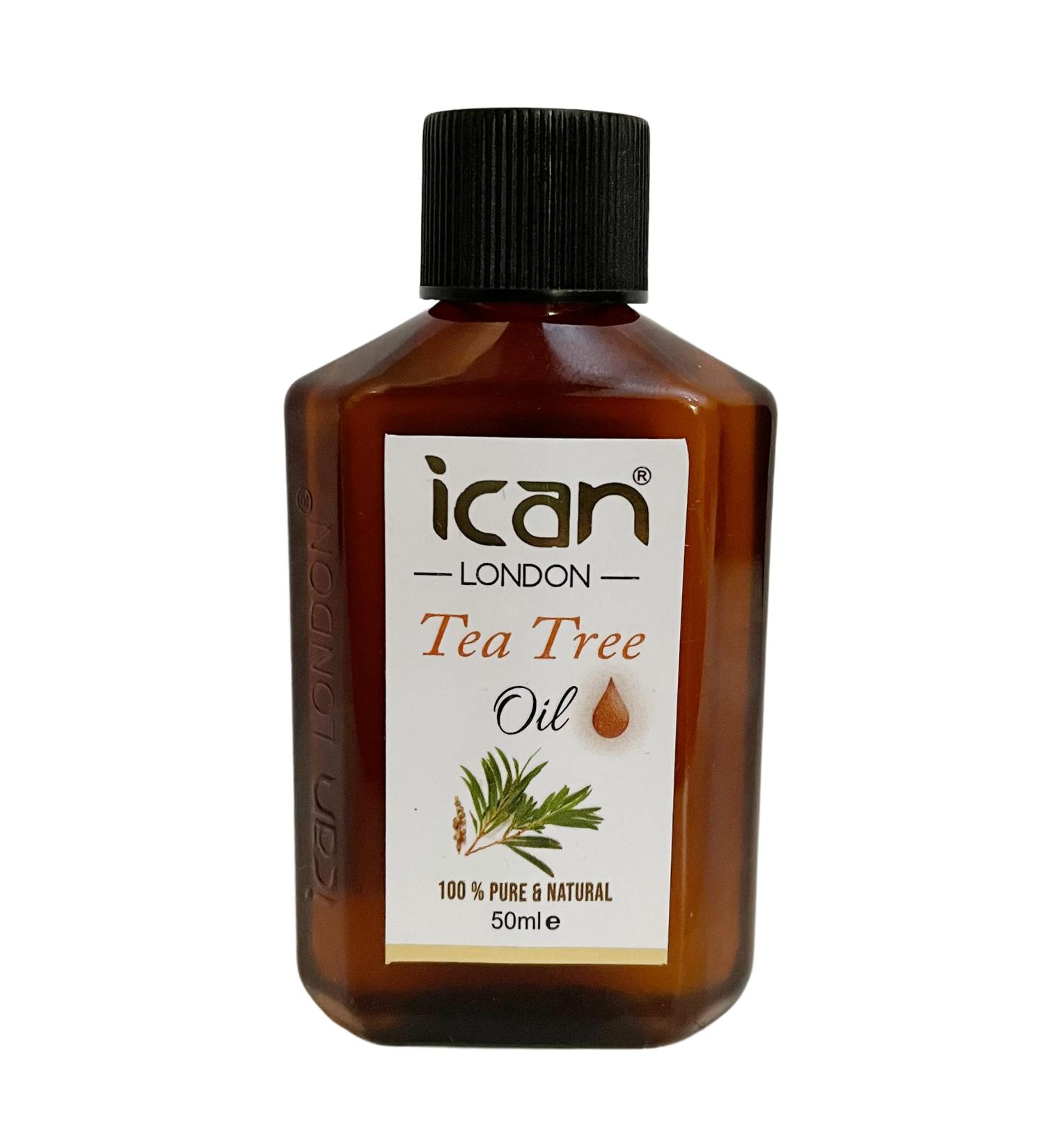 ican 100% pure & natural tea tree oil for hair skin 50ml travel size