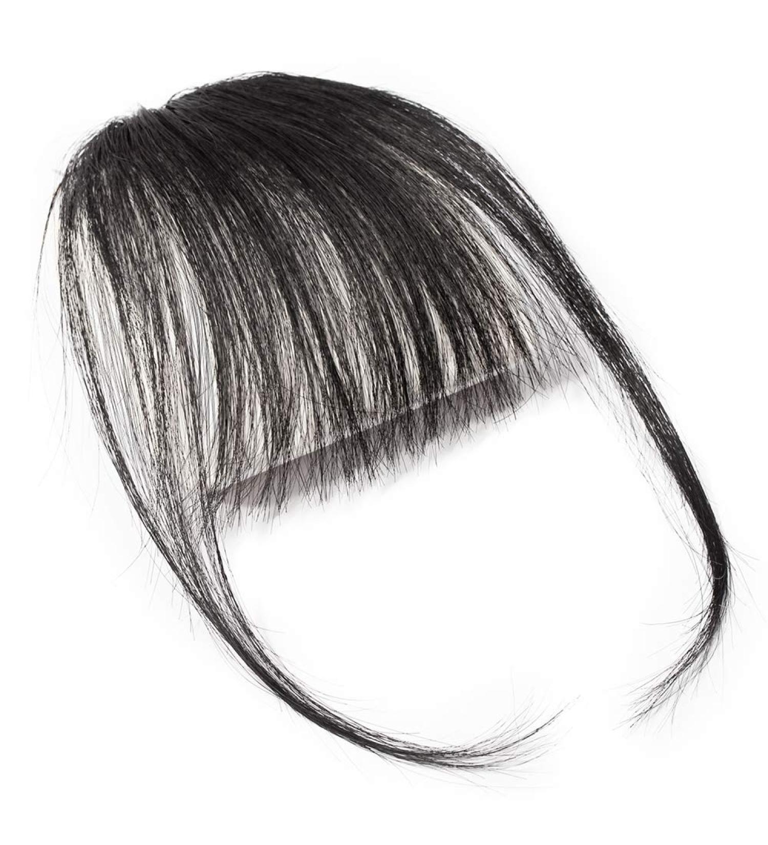 Clip in Bangs - 100% Remy Human Hair Fringe Extension | Natural Straight Black Hairpiece #1 - Buy Online on GoSupps.com