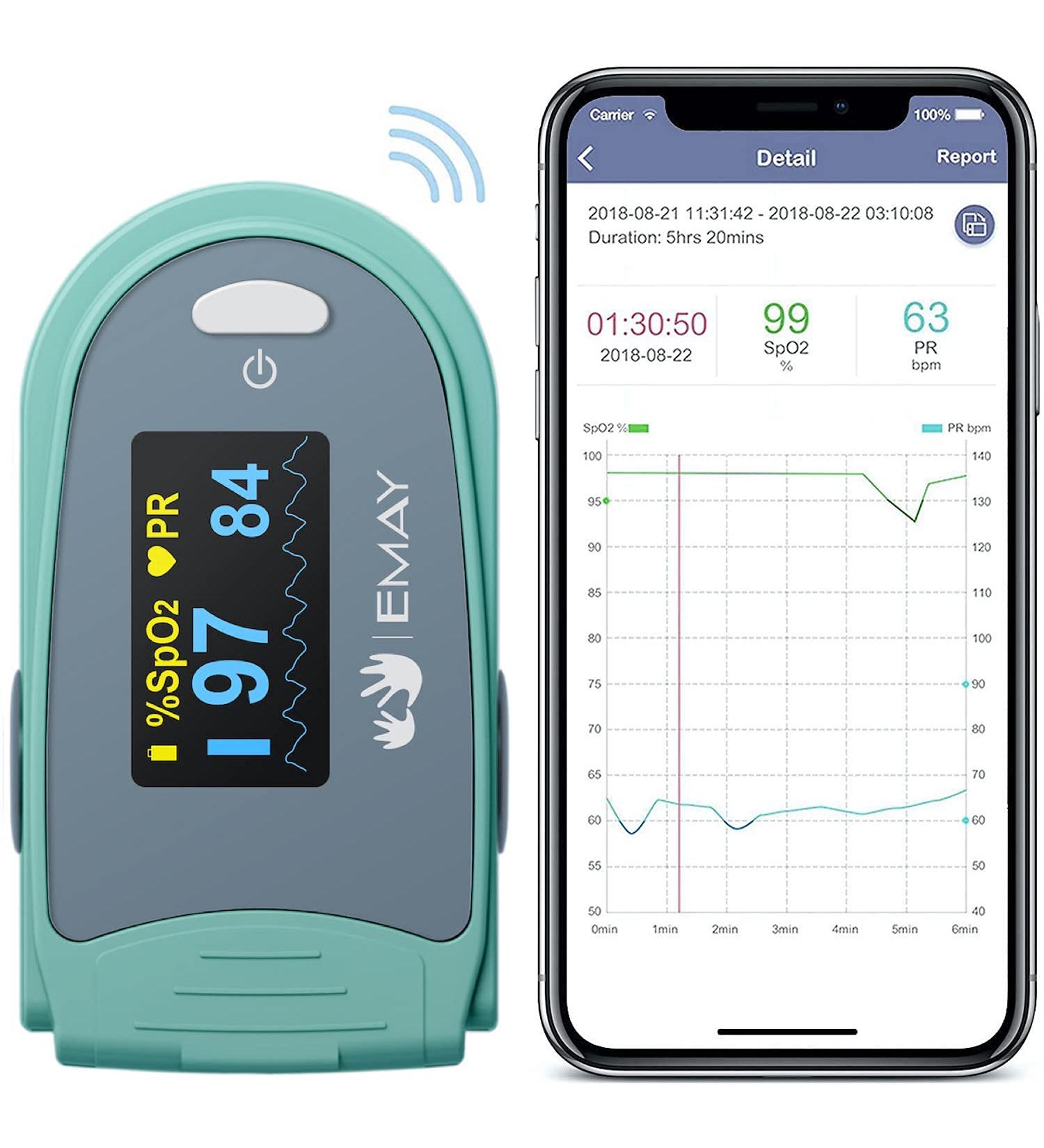 Emay Sleep Monitoring Device - Track Oxygen Saturation & Heart Rate | Detailed Reports | iOS/Android Compatible - Buy Online on GoSupps.com