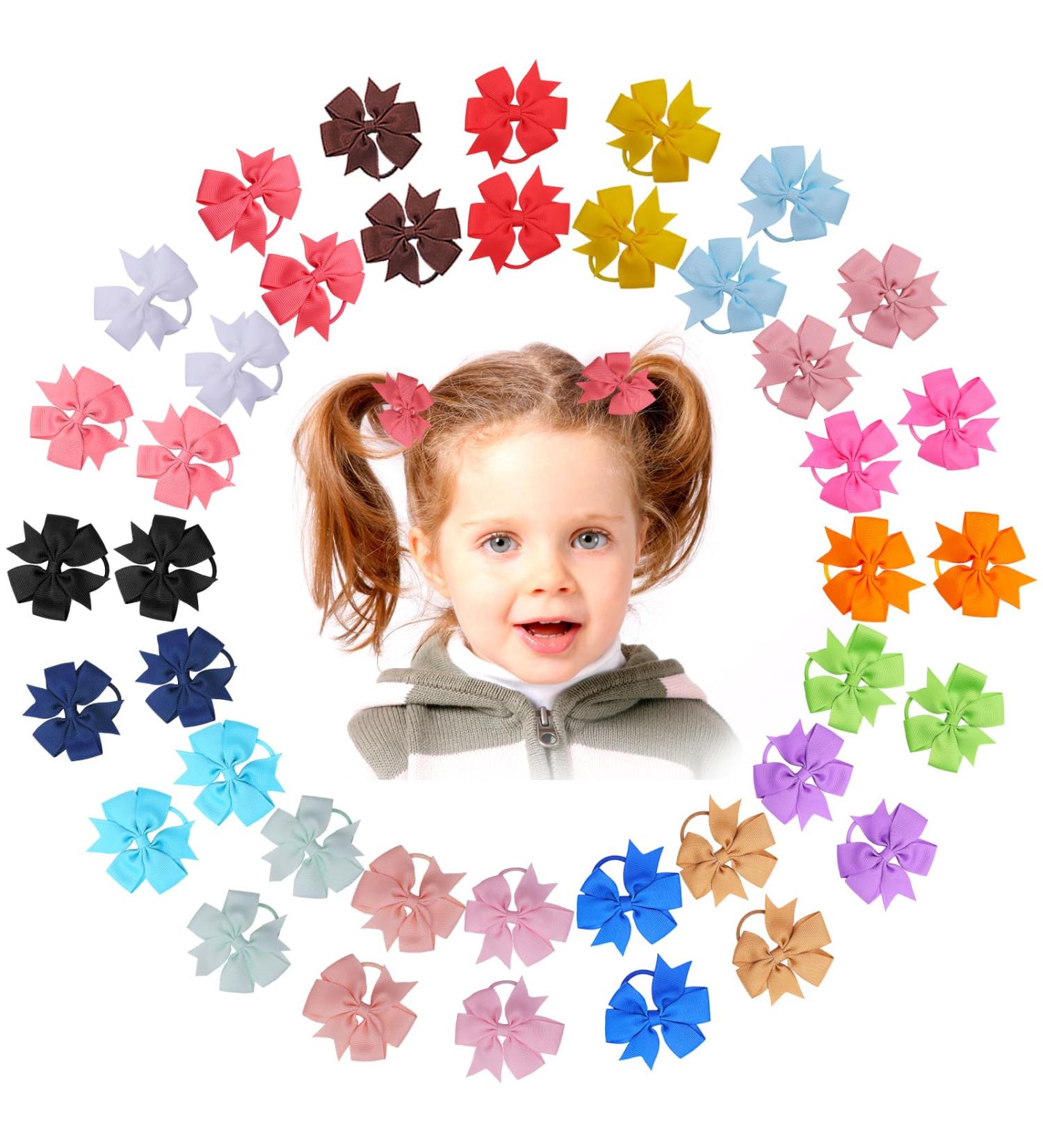 40PCS Baby Bow Hair Ties - Mini Hair Bow Elastics for Toddler Girls - Buy Online on GoSupps.com