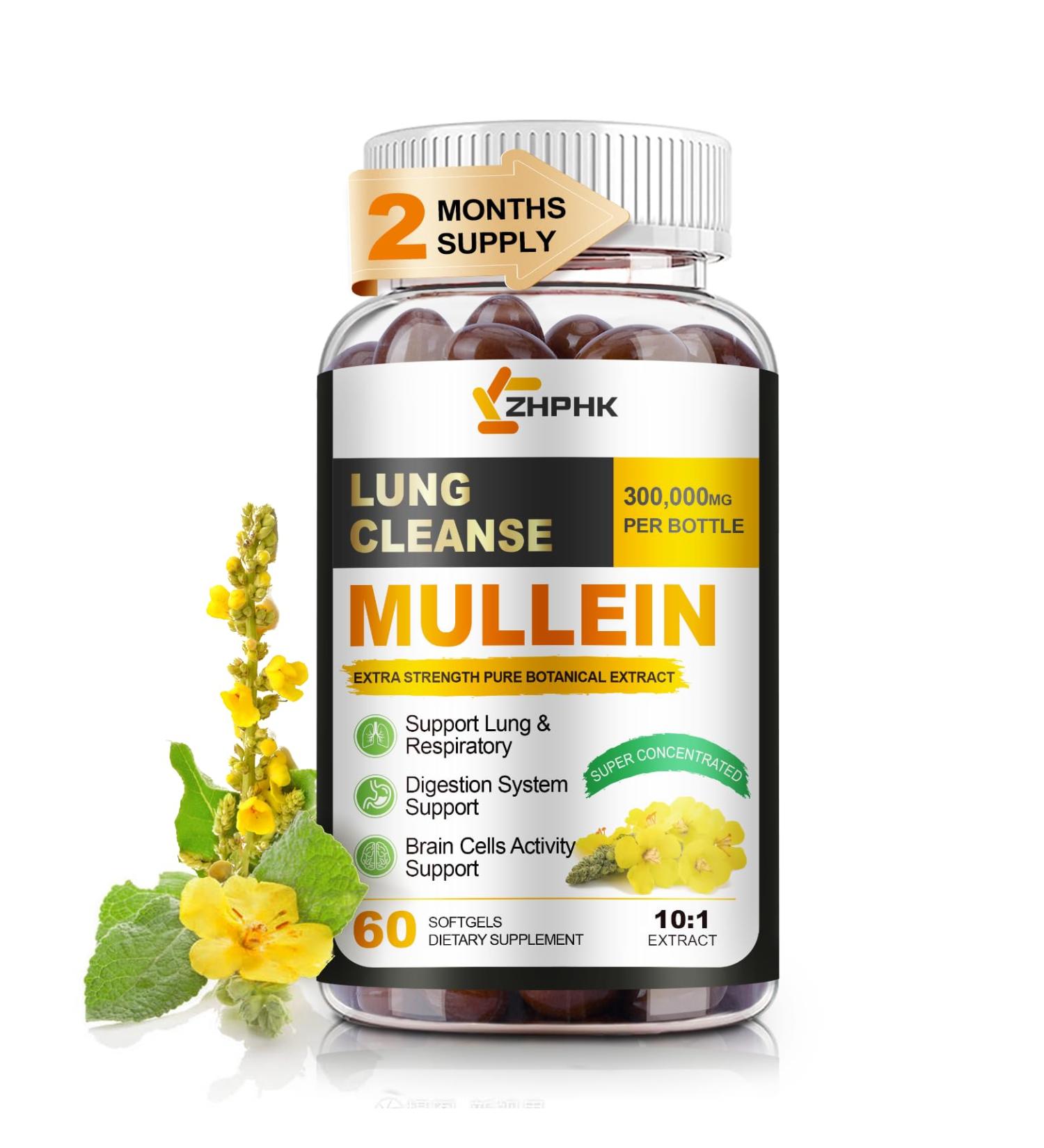 Mullein Leaf Extract for Lungs, Lung Cleanse Lung Detox for Smokers, Vegan, Non-GMO, Immune Digestive Support, 60-Count 60 Count (Pack of 1) - Buy Online on GoSupps.com