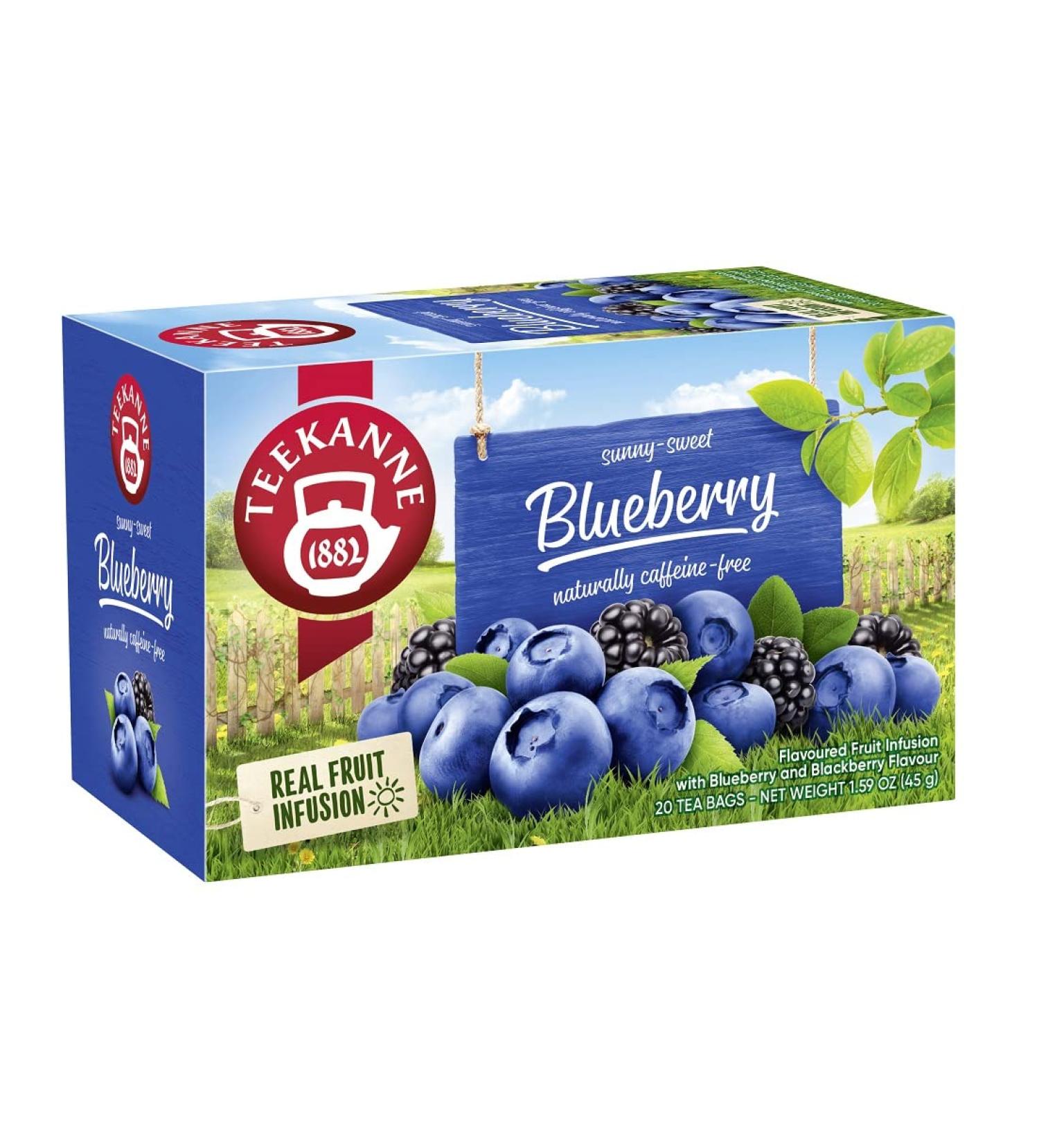 Teekanne Blueberry and Blackberry All Natural Real Fruit Tea Infusion Sunny Sweet 20 Teabags