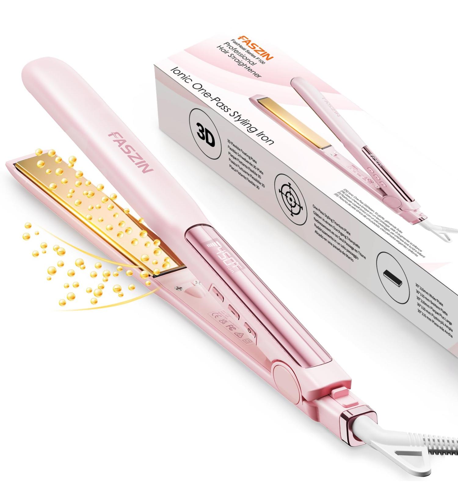 Locks 2 in 1 Smoothing Iron - 20s Quick Heating Titanium Plates 3D Floating Panel LCD Display Adjustable 130 C-230 C - Pink | International Shipping Available - Buy Online on GoSupps.com