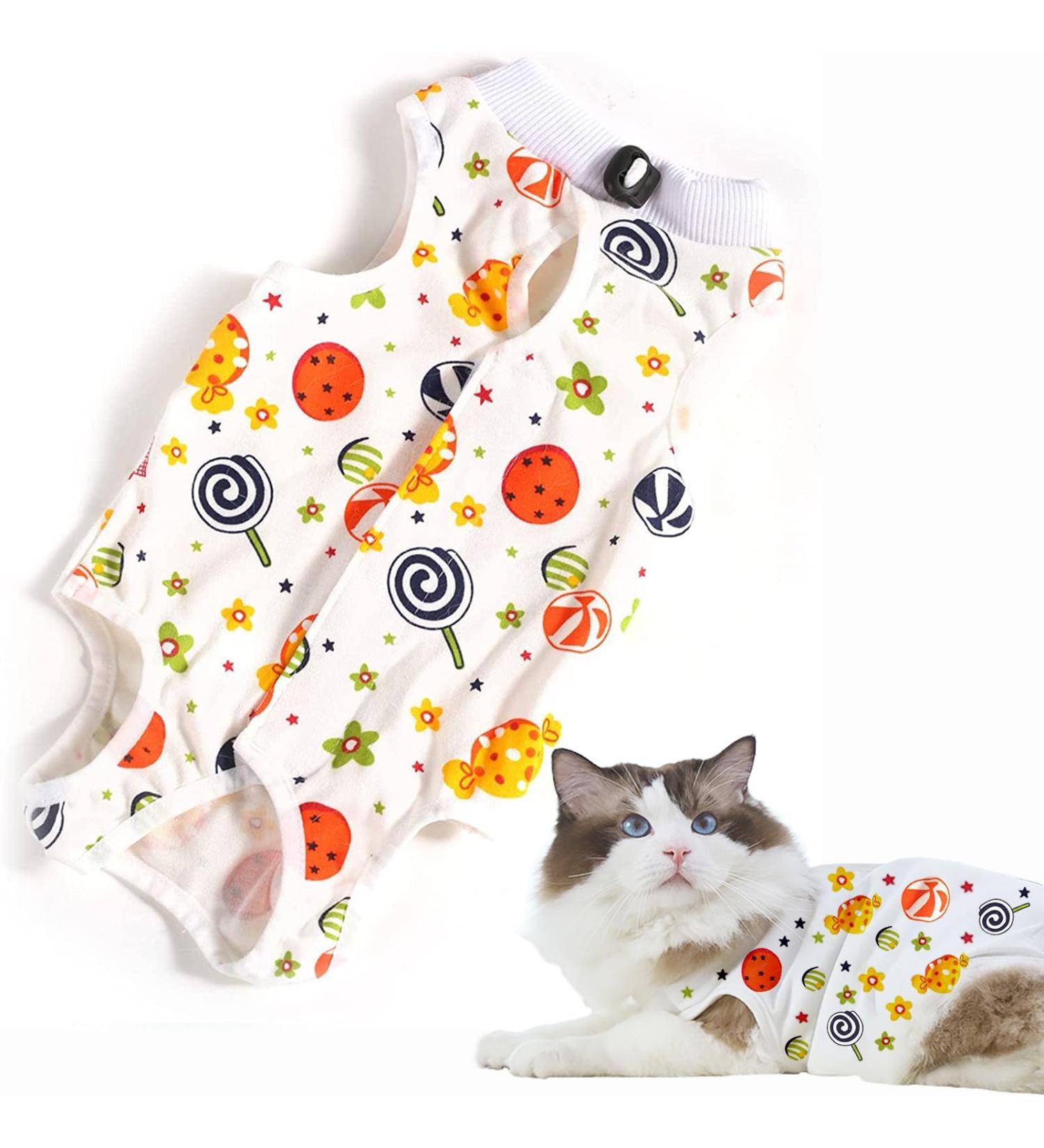 Clrybo Katzenbody After Op Castration | Pet Medical Surgical Shirt & Recovery Suit for Cats - Lollipop Style (M) - Buy Online on GoSupps.com