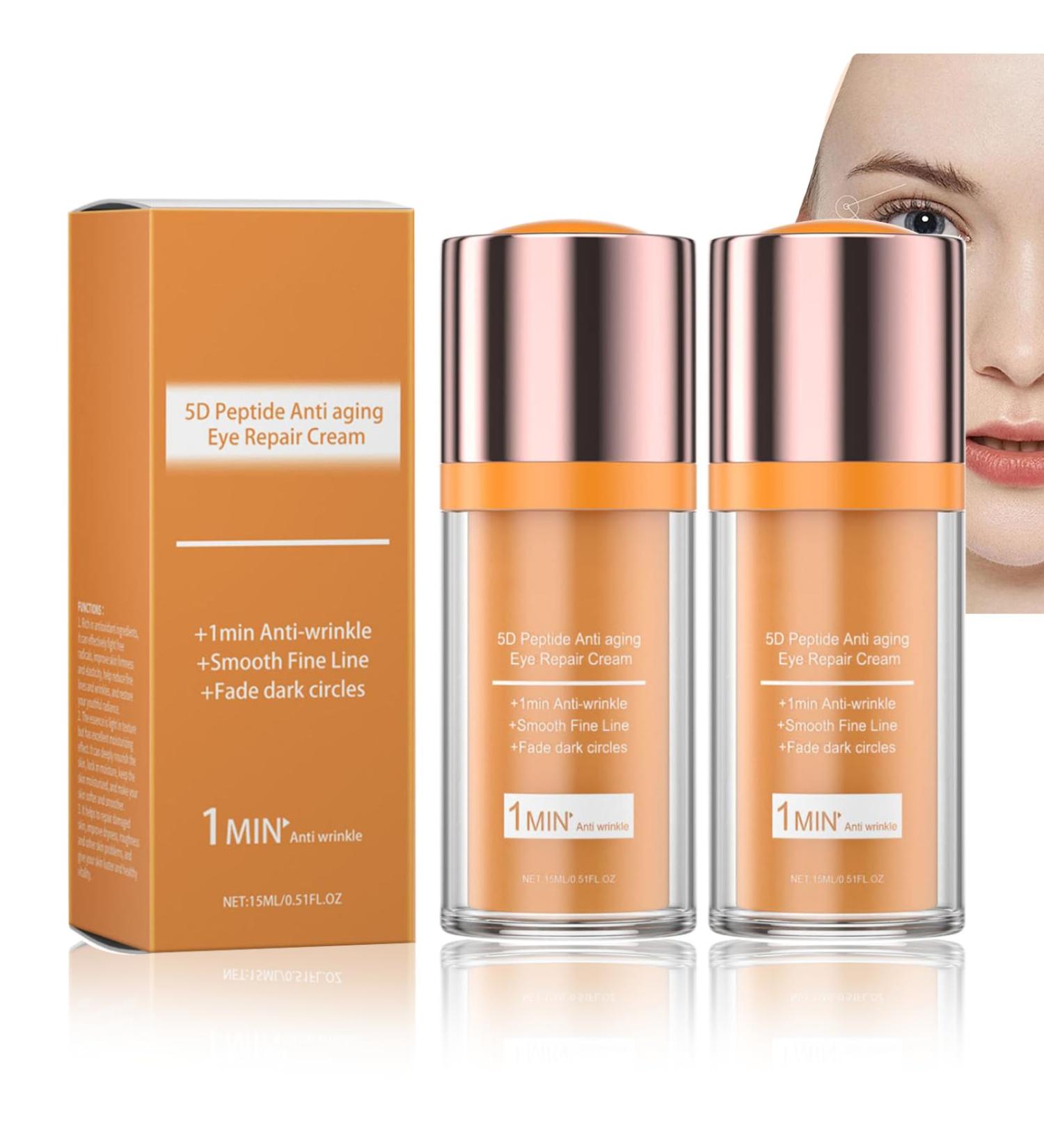 5D Peptide Anti aging Eye Repair Cream+1min Anti-wrinkle+Fade Dark Circles Instant Lift Plus Poche Yeux Instant Eye Lift. Instantly Removes Bags Firming Delicate Skin -15ml (2) - Buy Online on GoSupps.com