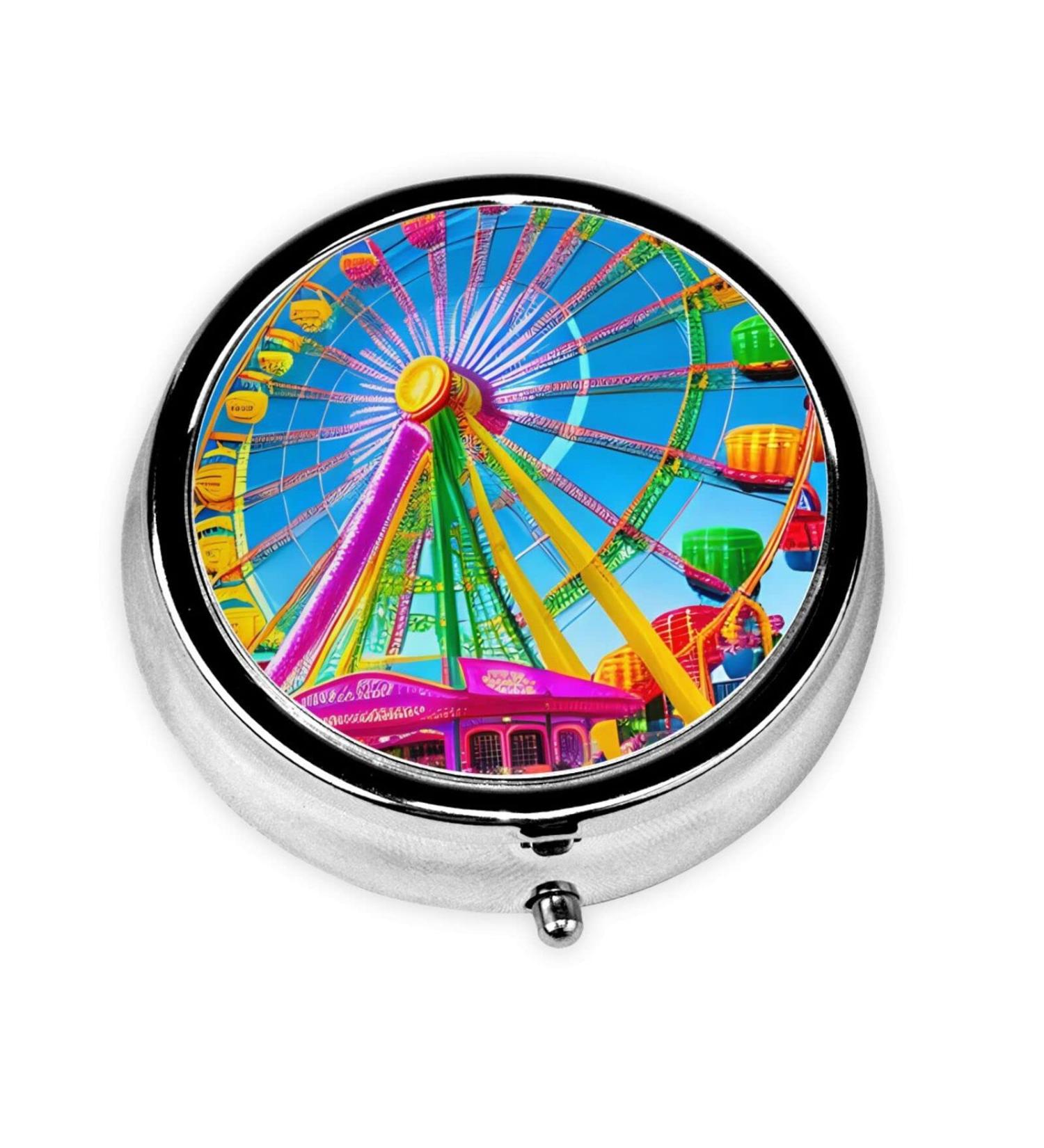 Colorful Round Pill Box Organizer - 3 Compartments for Travel & Purse - Portable Pill Storage - Buy Online on GoSupps.com