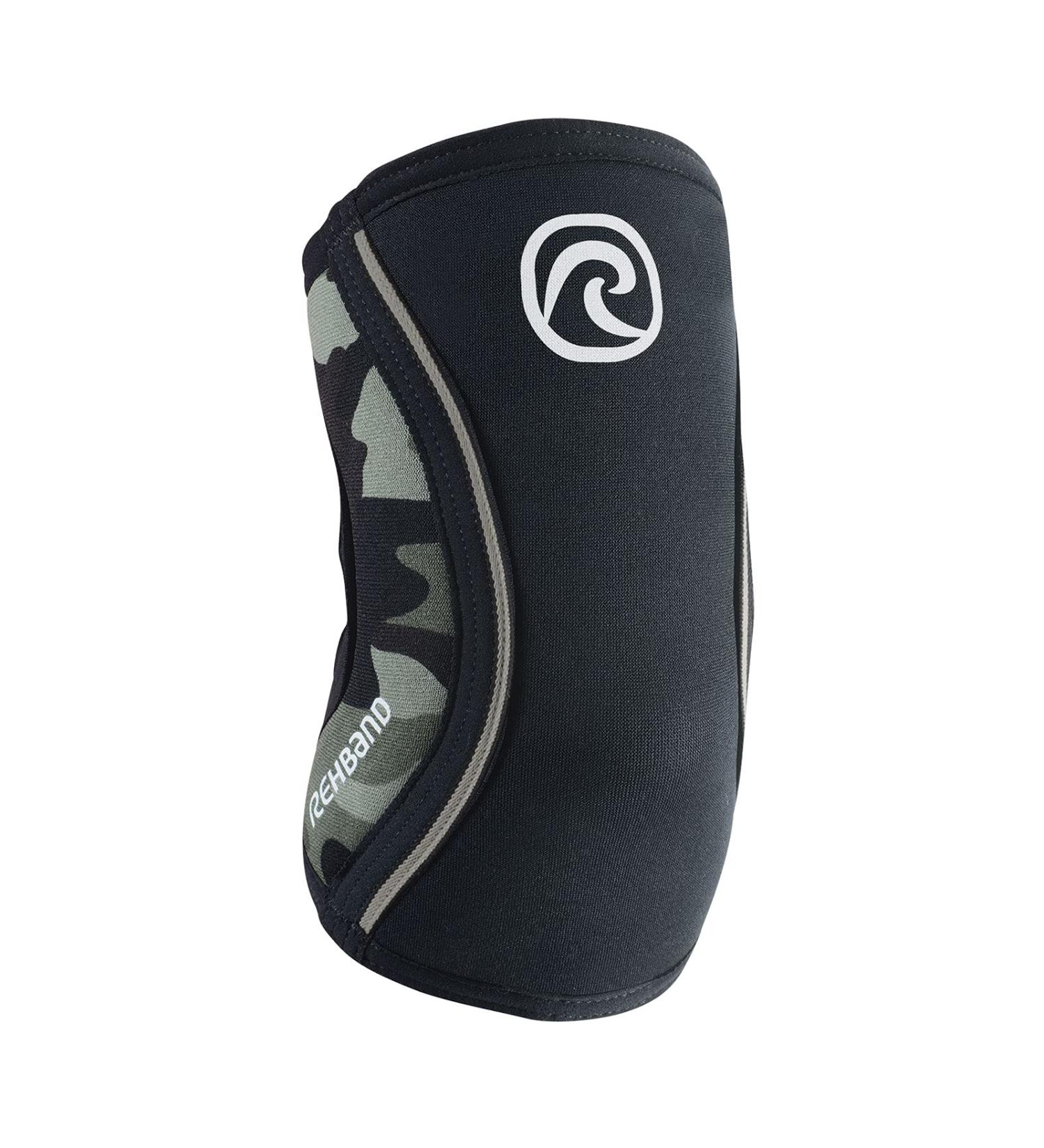 Rehband Elbow Bandage 5mm SBR/Neopren Sleeve for Strength Sports - Anatomical Slipproof Tight-Fitting - Unisex XS Camo - 1 Piece - Buy Online on GoSupps.com