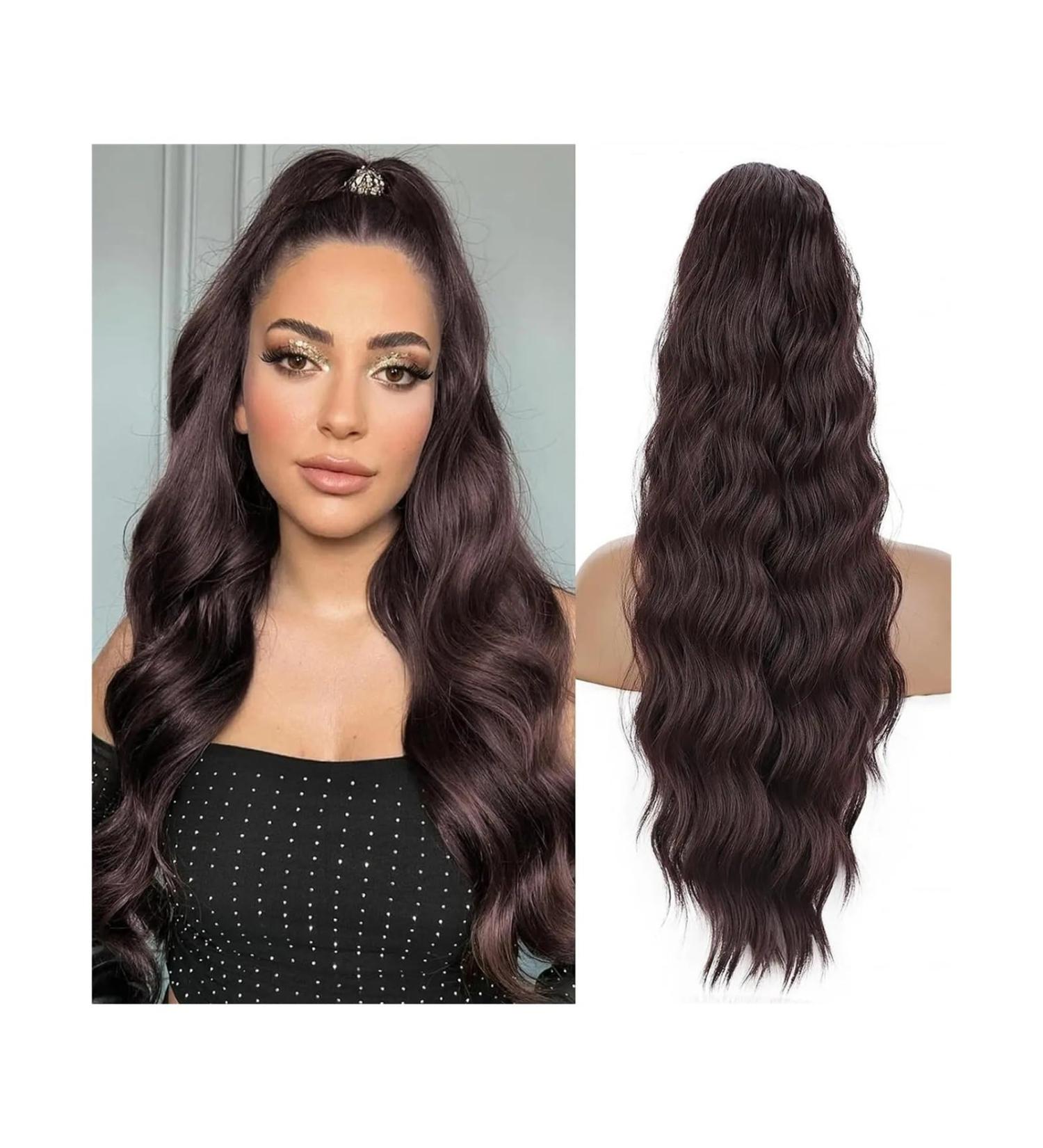 Ponytail Extension 26 Inch Ponytail Extension Clip in Curly Wavy Ponytail Hairpieces Long Wave Ponytail Hair Extension Natural Synthetic Drawstring Ponytail for Women Ponytail Hairpiece for Women (C 99j - Buy Online on GoSupps.com