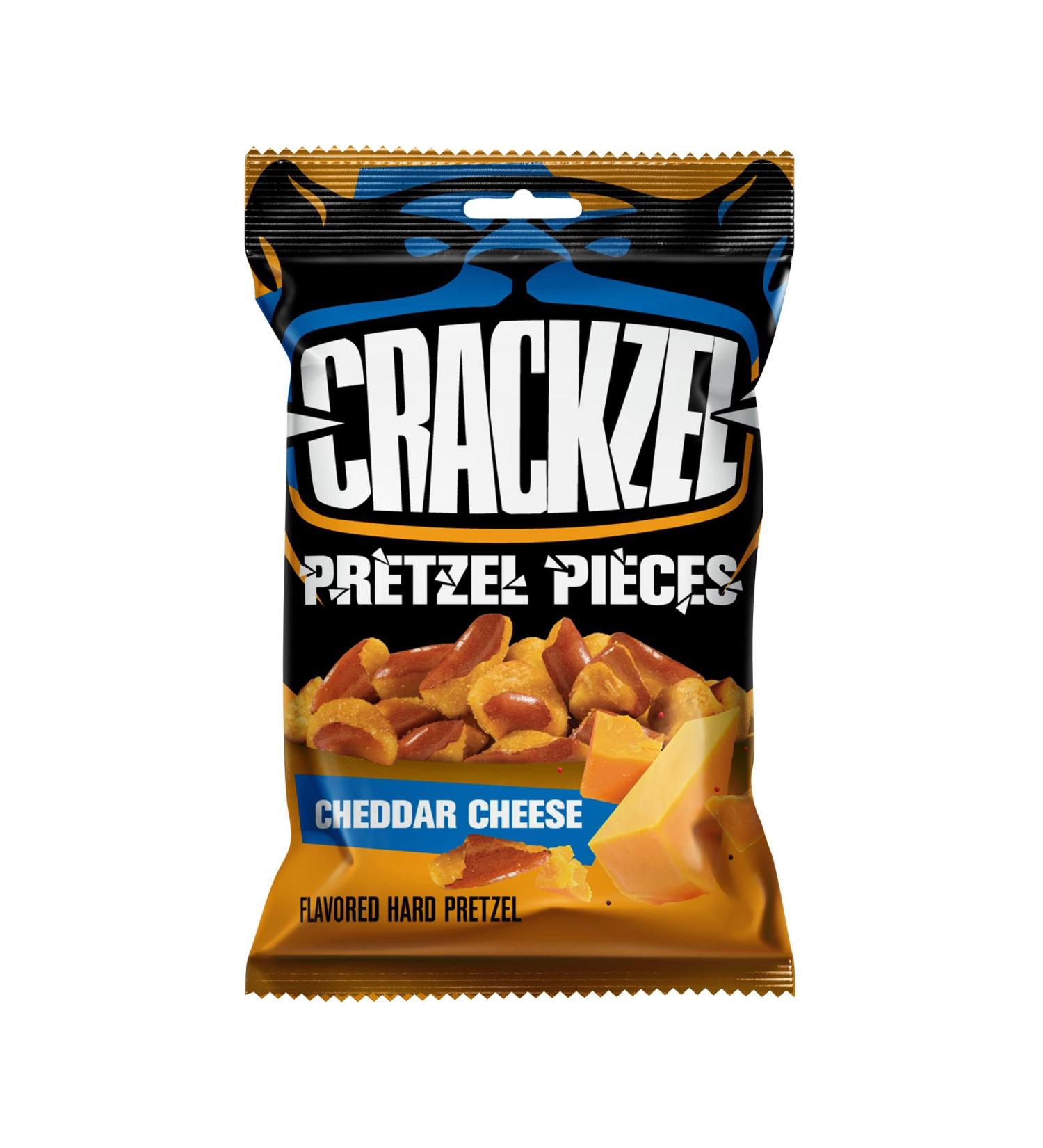 Crackzel Cheddar Cheese Pretzel Pieces 85g - Delicious Pretzel Snacks with Cheddar Cheese Seasoning for International Shipping - Buy Online on GoSupps.com