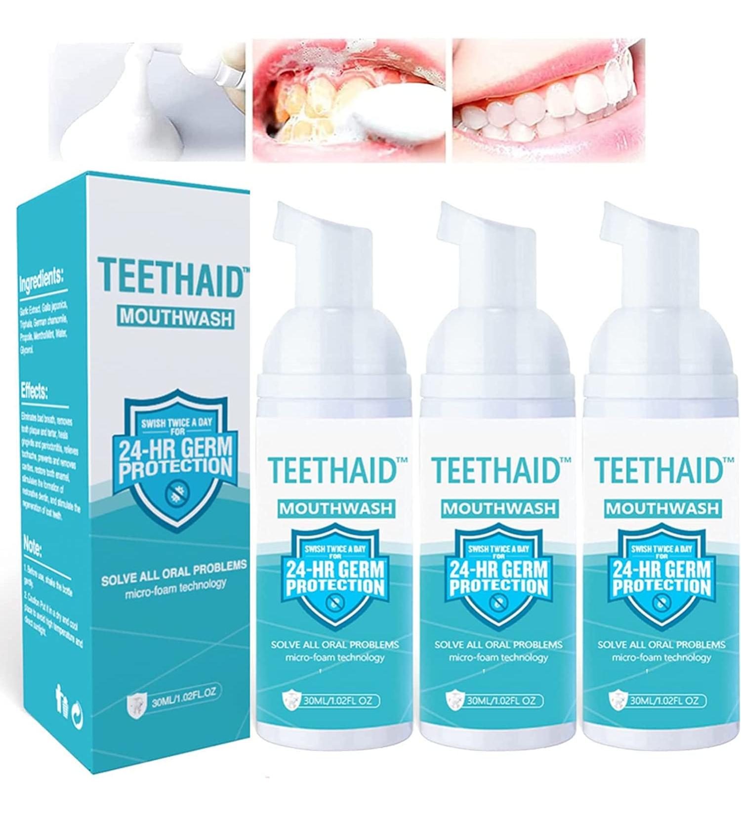 Teethaid Mouthwash 2023 Best Teethaid Mouthwash Teethaid mouthwash Teethaid foam toothpaste tartar dentor Teethaid Whitening Foam Whiten Your Teeth Eliminate Bad Breath (3PCs)