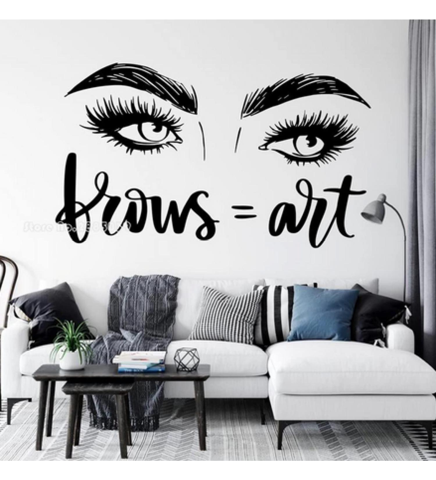 Salon de beaut Cils Sticker Rouge L vres Mascara Sourcils Autocollants Maquillage Cils Sourcils Art Mural Nail Beaut Salon D cor 71 cm x 42 cm