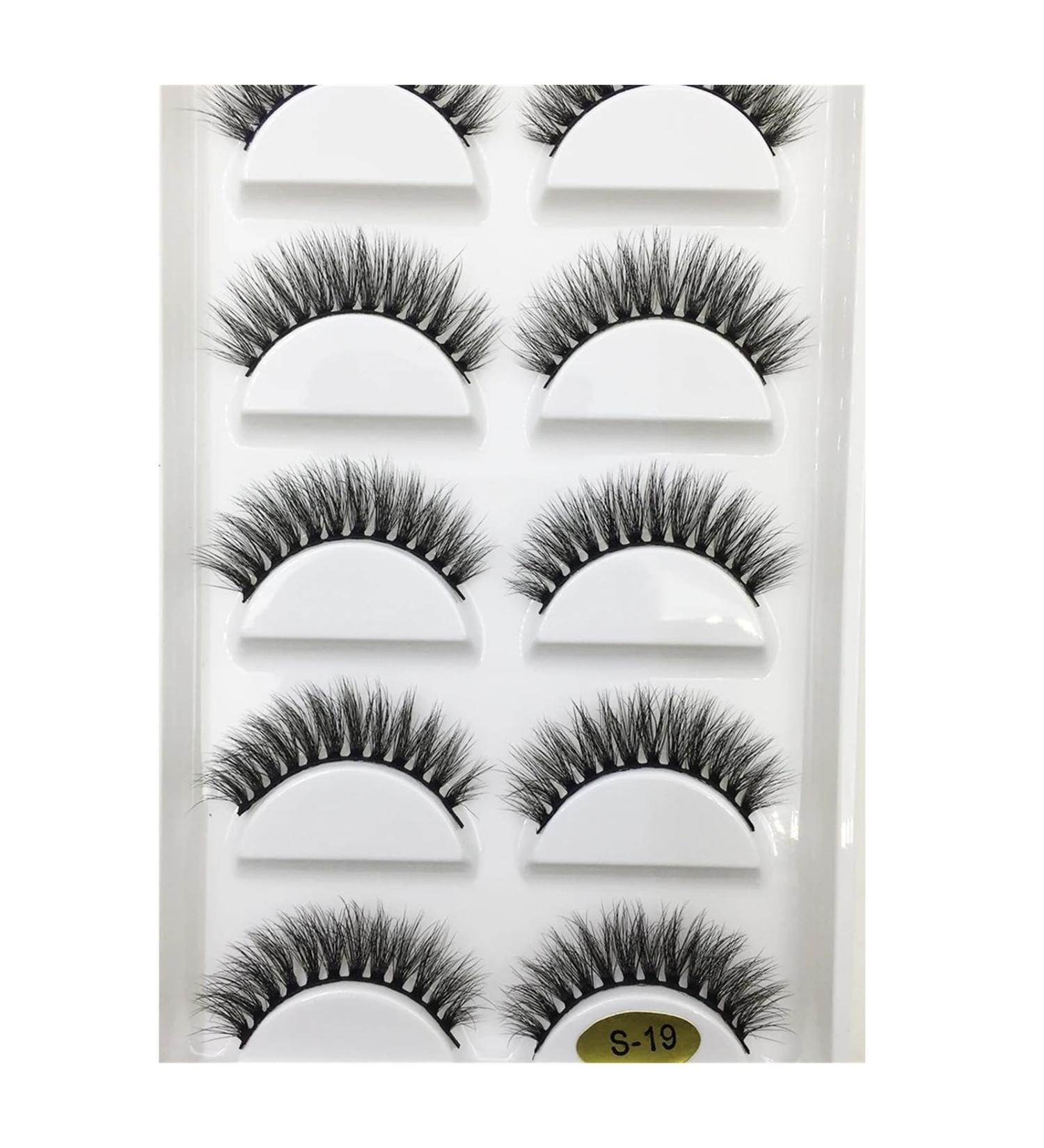 UAMOU 10/50 Boxes 5 Pairs 3D Mink False Eyelashes Soft Lashes Makeup Eyelash Faux Cils Cilios Maquiagem Cheerfully (Color : 5Pairs S19 Size : 100 Boxes 50 Pairs) - Buy Online on GoSupps.com