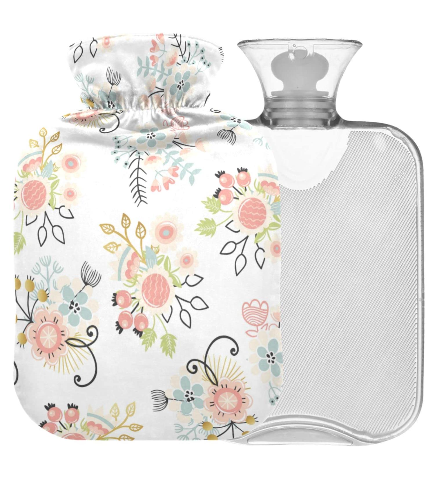 Naanle Paisley Flower Hot Water Bottle 2L Transparent Heat Bottle for Bed Hand & Foot Warmer Pain Relief & Cold Therapy | International Shipping - Buy Online on GoSupps.com