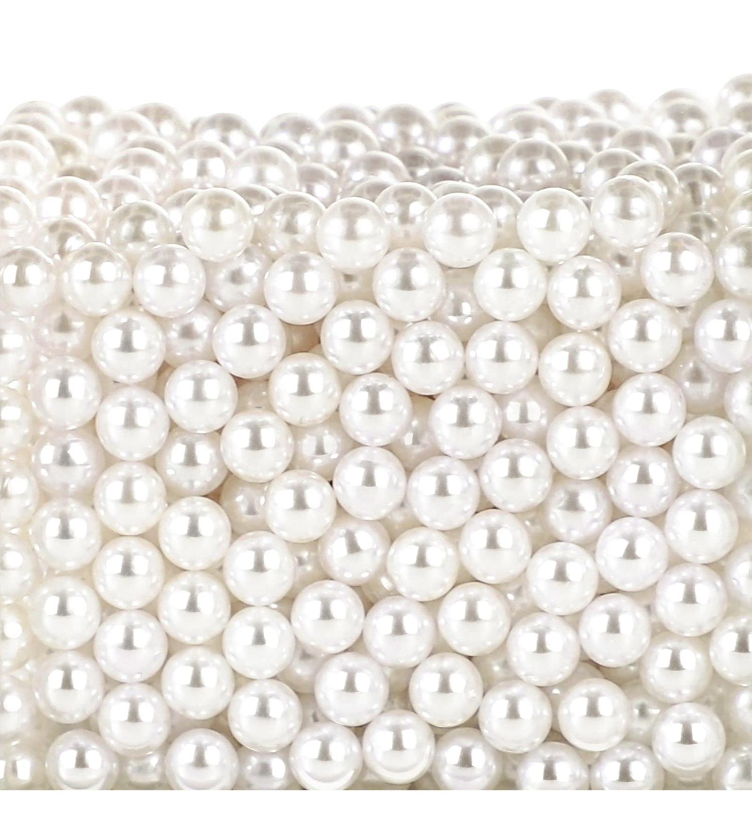 1300-Piece White Faux Plastic Pearls for Crafts & Decor - 8mm Bulk Filler Beads for Home Centerpiece, Makeup Brush Holder, Wedding Decor & Table Scatter - Buy Online on GoSupps.com