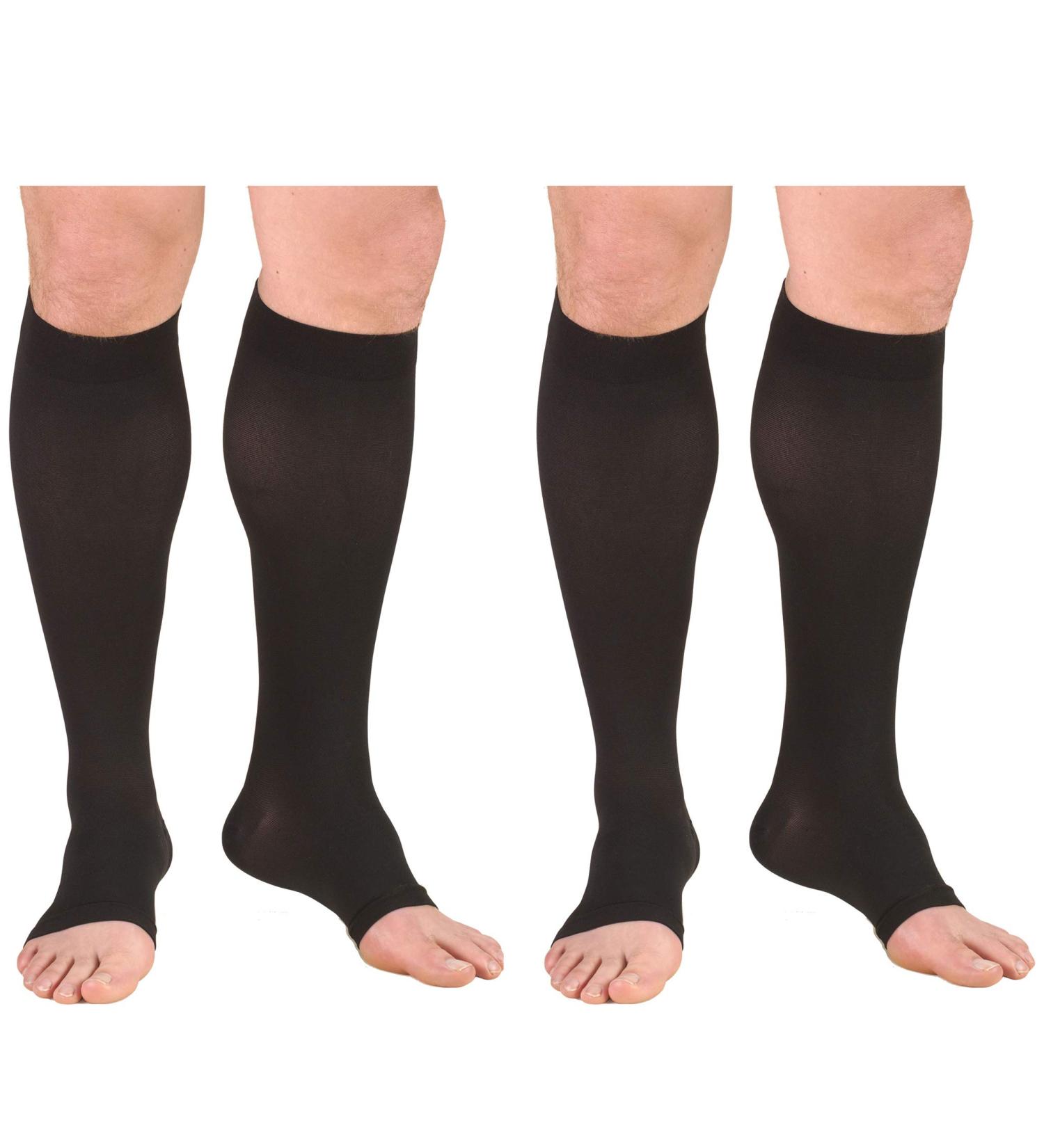 Truform Compression Knee High Stockings 15-20 mmHg Open Toe - Black X-Large 2 Count | Best International Shipping - Buy Online on GoSupps.com