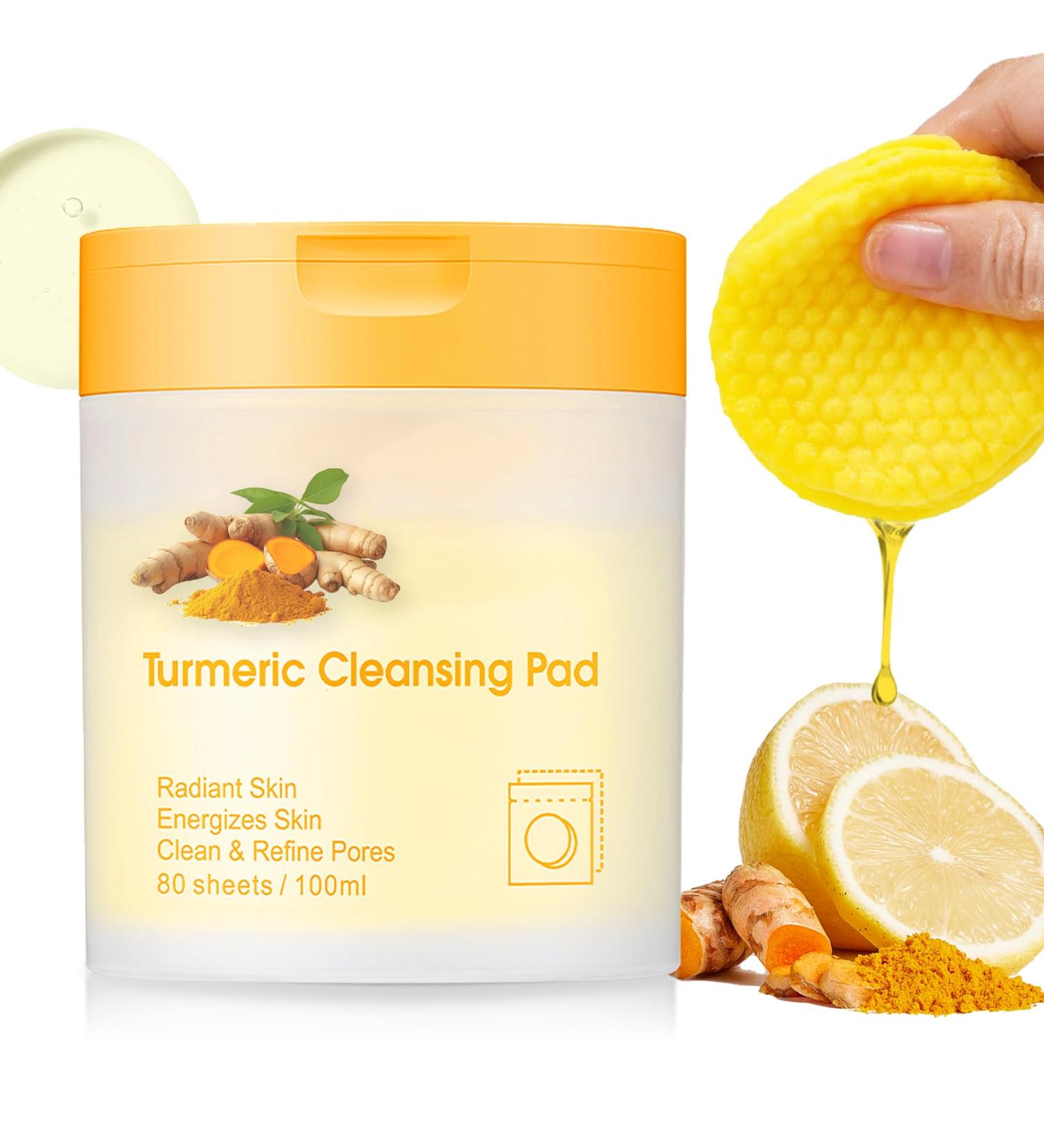 Turmeric Cleansing Pads for Face - 80pcs Exfoliating Scrub Pads for Acne & Dark Spots | Gentle Non-Irritating Formula - Buy Online on GoSupps.com