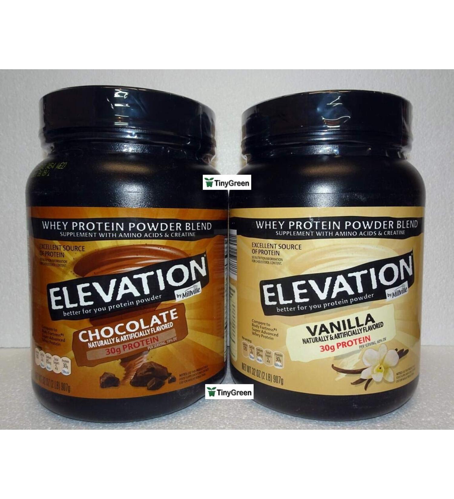 Elevation by Millville Whey Protein Powder Blend 2 Flavors Chocolate & Vanilla Combo Bundle 32oz 907g (Pack of Two)