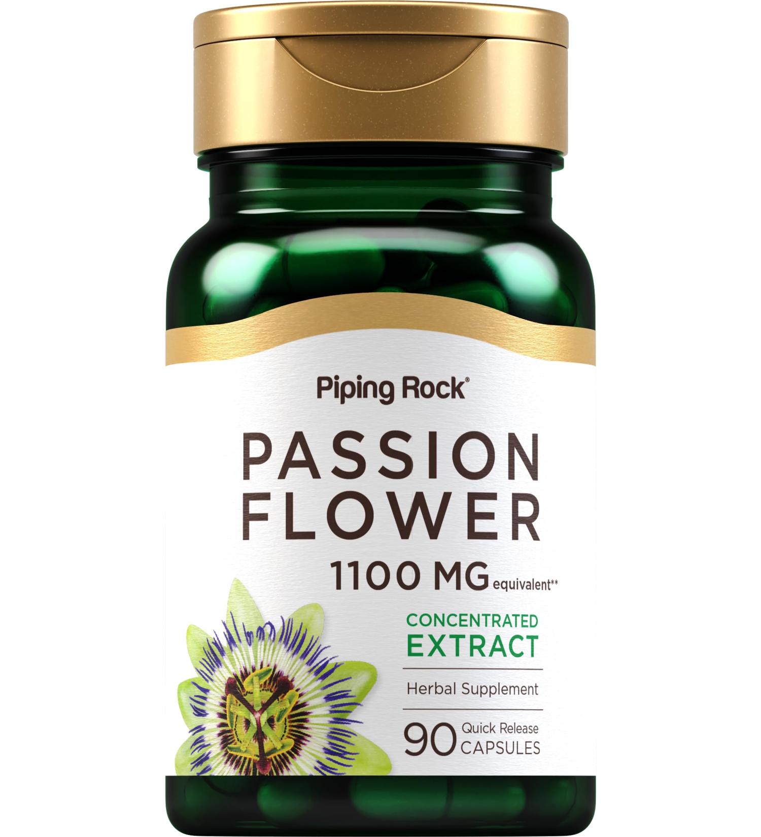 Piping Rock Passion Flower Extract Capsules | 90 Count | Herbal Supplement | Non-GMO Gluten Free - Buy Online on GoSupps.com