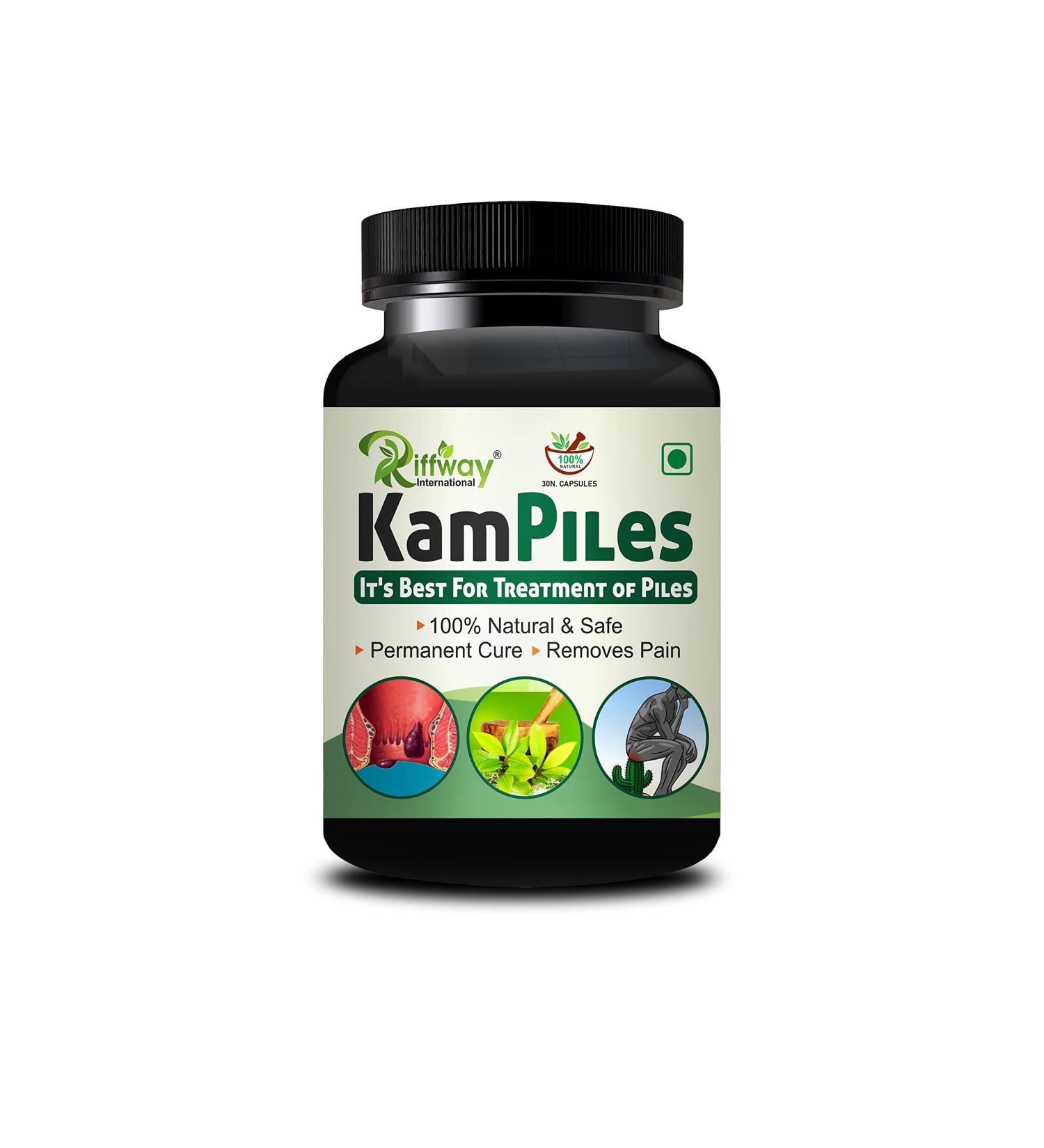Riffway Kampiles Capsules - Fast-Acting Piles Treatment for Burning, Itching & Discomfort - Shrinks Piles - 30 Capsules - Buy Online on GoSupps.com