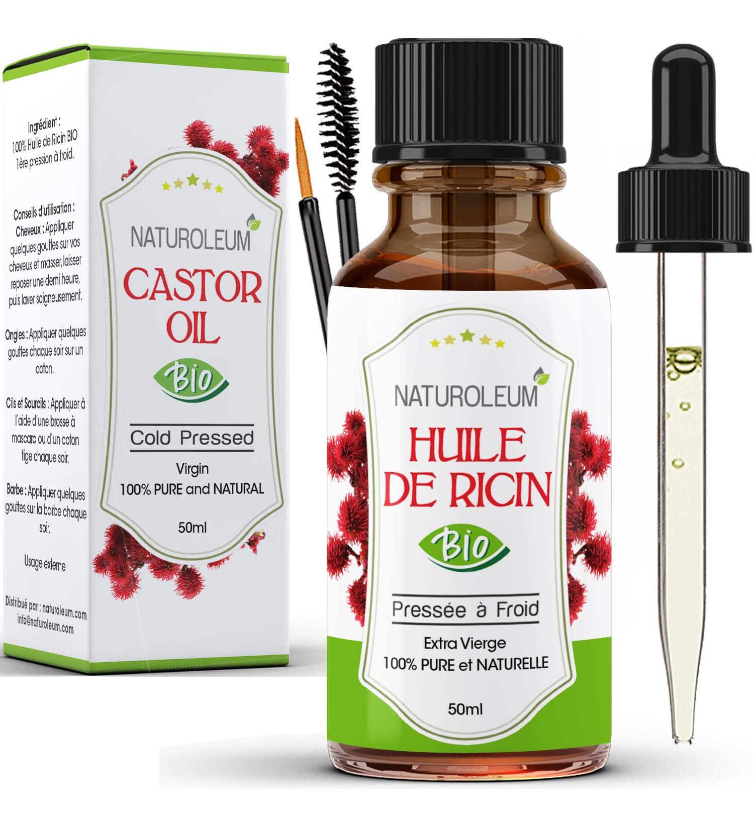 Organic Cold Pressed Castor Oil 50ml - Pure Natural Care for Hair Eyelashes Nails Skin & Beard | Almond Castor Oil - Buy Online on GoSupps.com