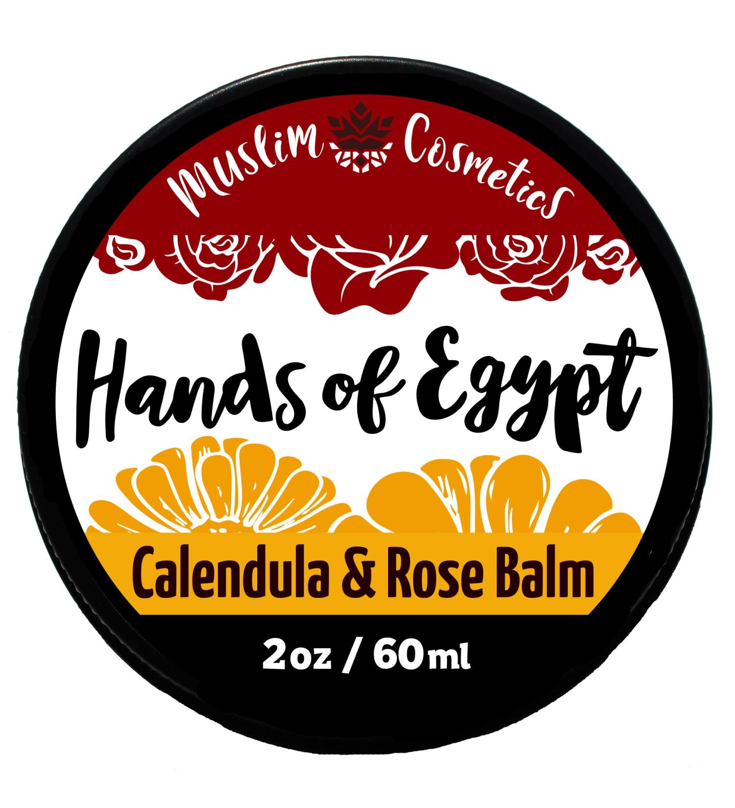 Muslim Cosmetics Organic Calendula Rose Balm | Moisturising hand & body cream | Rose & Frankincense essential oil | Natural || Made in Canada Hands of Egypt 2oz
