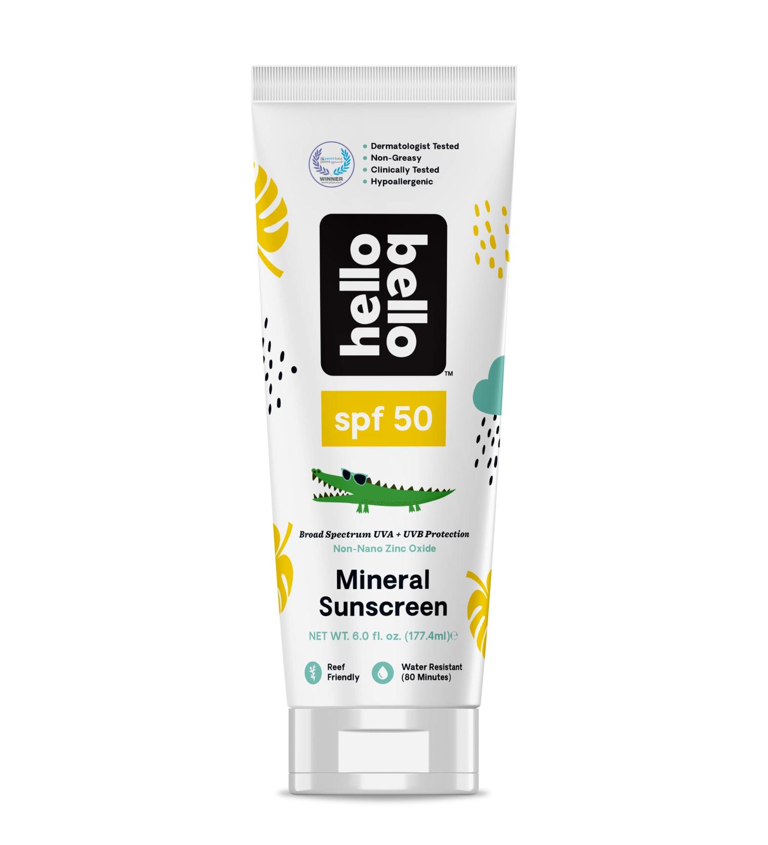 Hello Bello Mineral SPF 50 Sunscreen Lotion - Broad Spectrum UVA/UVB Protection - Water Resistant and Reef Friendly - 6 Fl Oz (1 Pack) - Buy Online on GoSupps.com