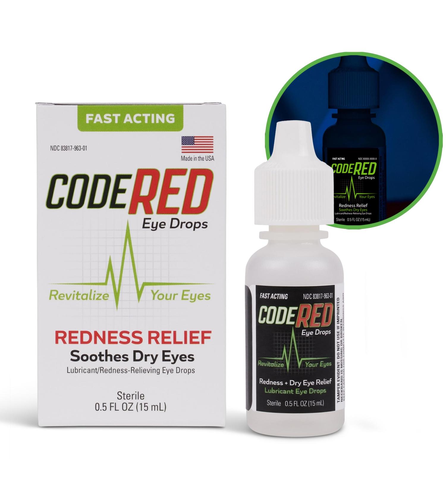 Code Red Eye Drops - Soothing Redness Relief & Cool Dry Eye Relief for Revitalizing Red Eyes - Lubricating Dry Eye Drops - Buy Online on GoSupps.com