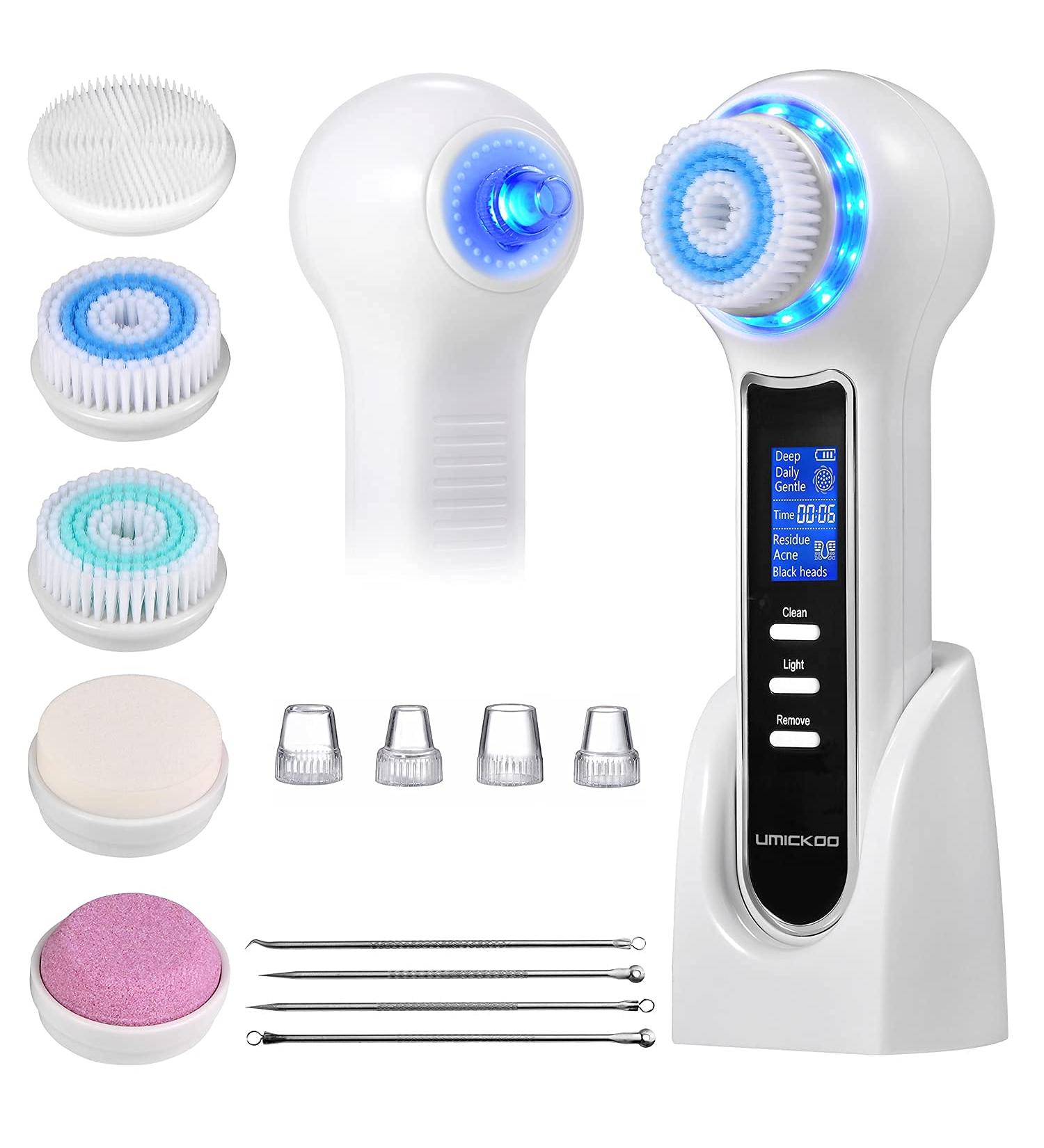 UMICKOO Blackhead Remover Vacuum Rechargeable Facial Cleansing Brush | 3-in-1 Face Scrubber for Exfoliating & Deep Pore Cleansing | IPX7 Waterproof & LCD Screen - Buy Online on GoSupps.com