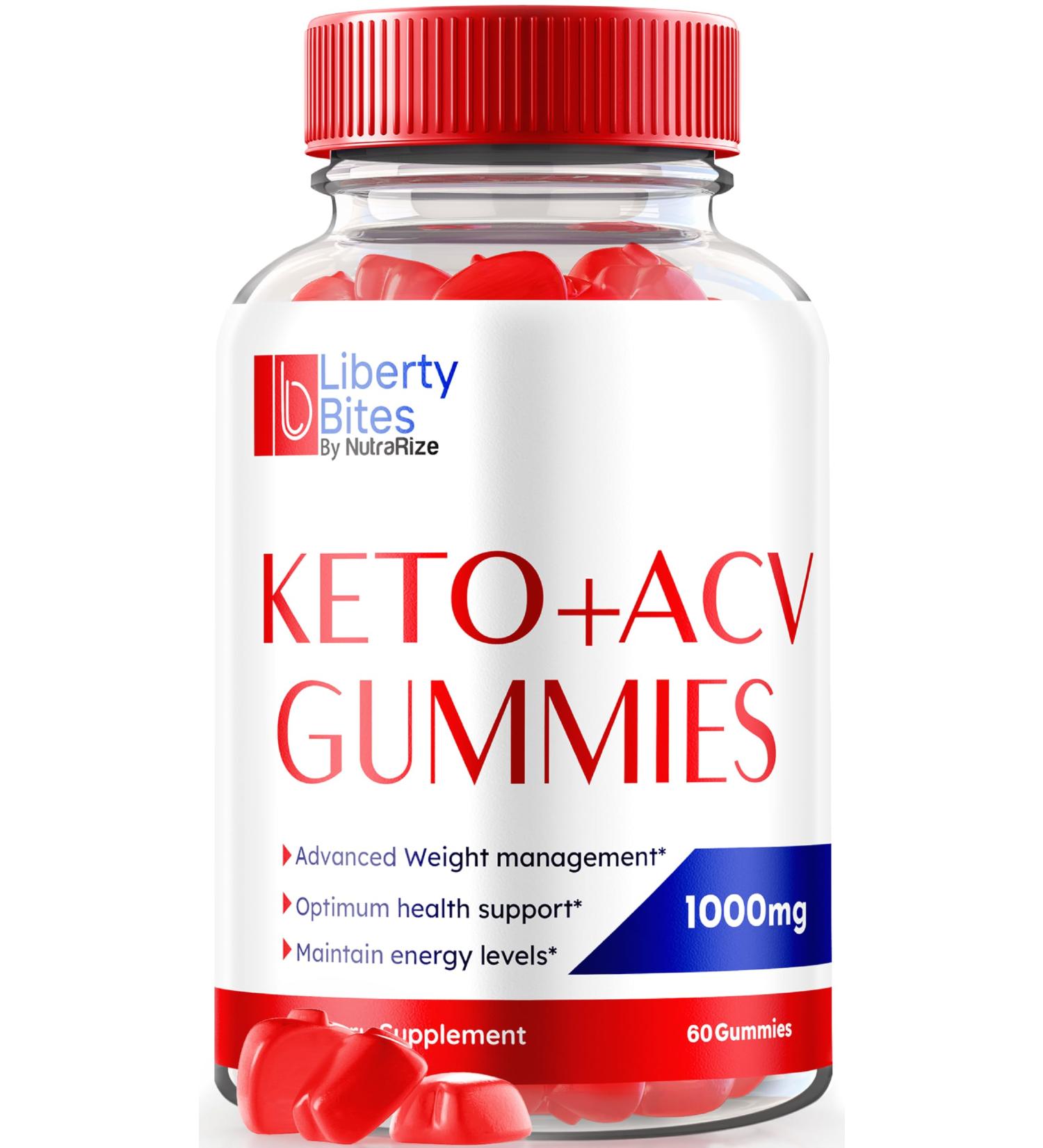 Liberty Bites Keto ACV Gummies | Natural 1000MG Apple Cider Vinegar + B Vitamins | Best Keto Supplement Reviews (60 Gummies - Buy Online on GoSupps.com