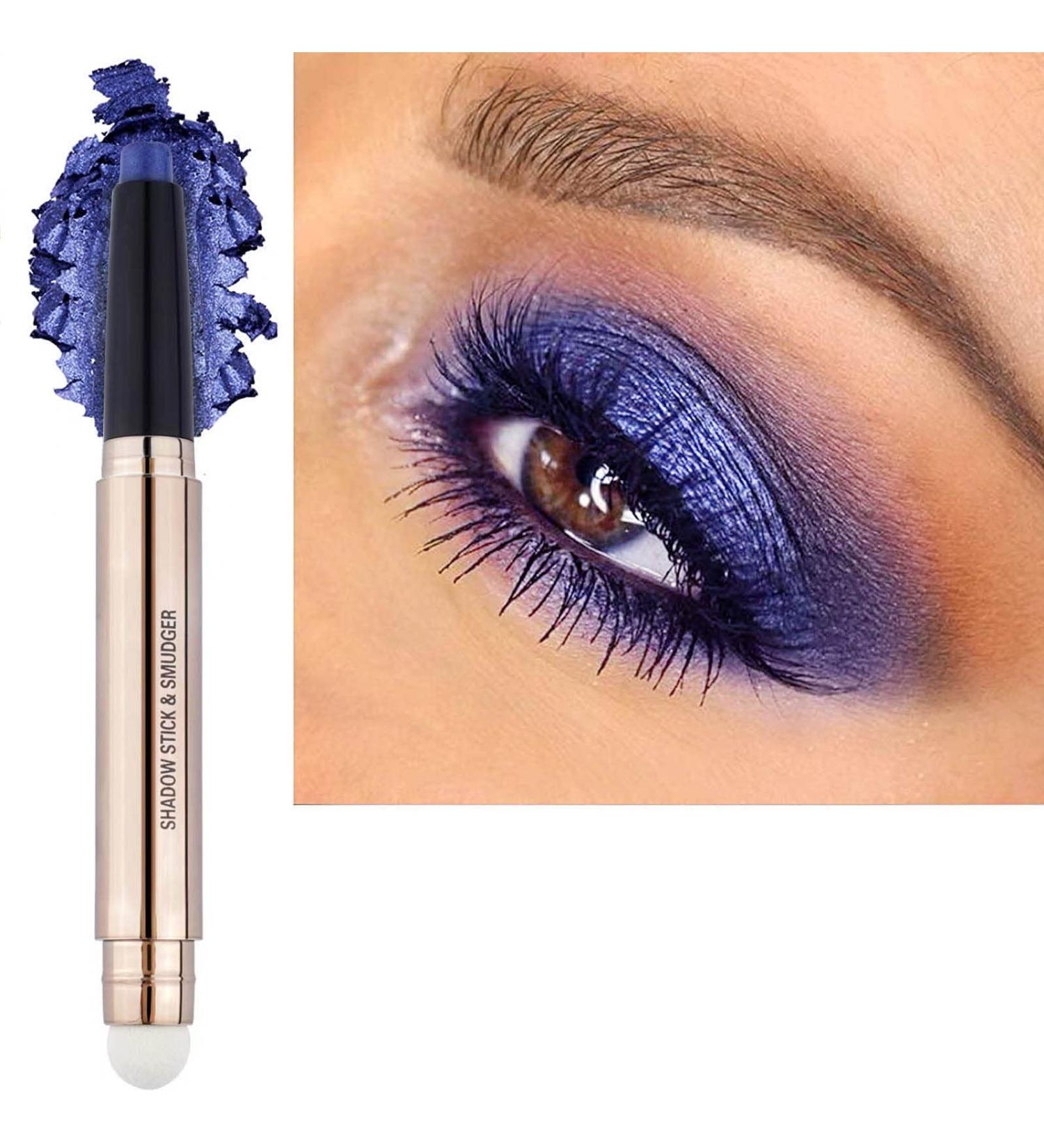 Saubzean Midnight Blue Shimmer Eyeshadow Stick with Smudger - Waterproof, Long-Lasting Matte Cream Crayon for Hypoallergenic Eye Makeup - Buy Online on GoSupps.com