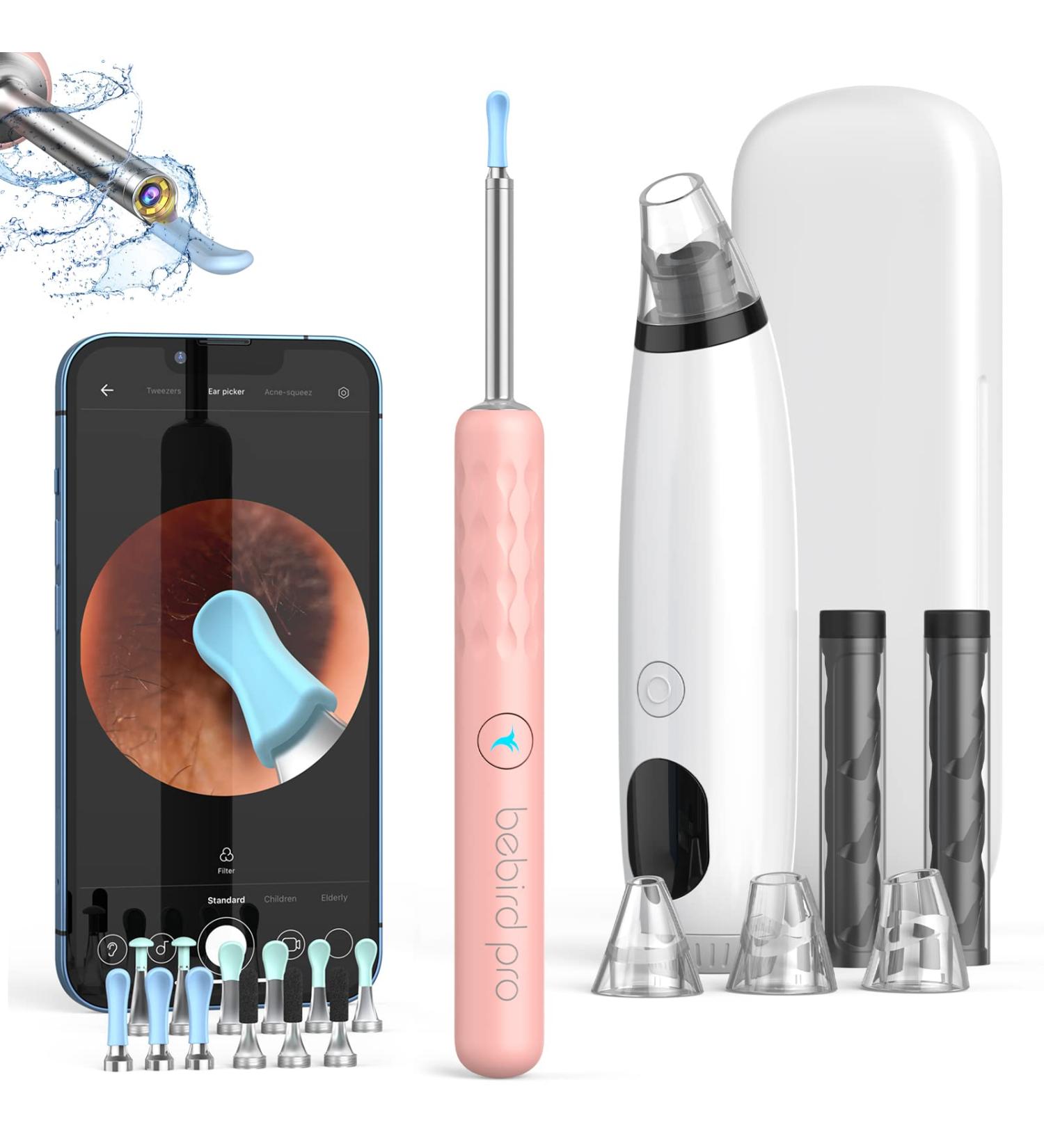 Bebird Pro Ear Wax Removal Tool with 1440P HD Camera and 6 LED Lights - FDA Approved Ear Cleaner for Smaller Ears - Pink - Buy Online on GoSupps.com