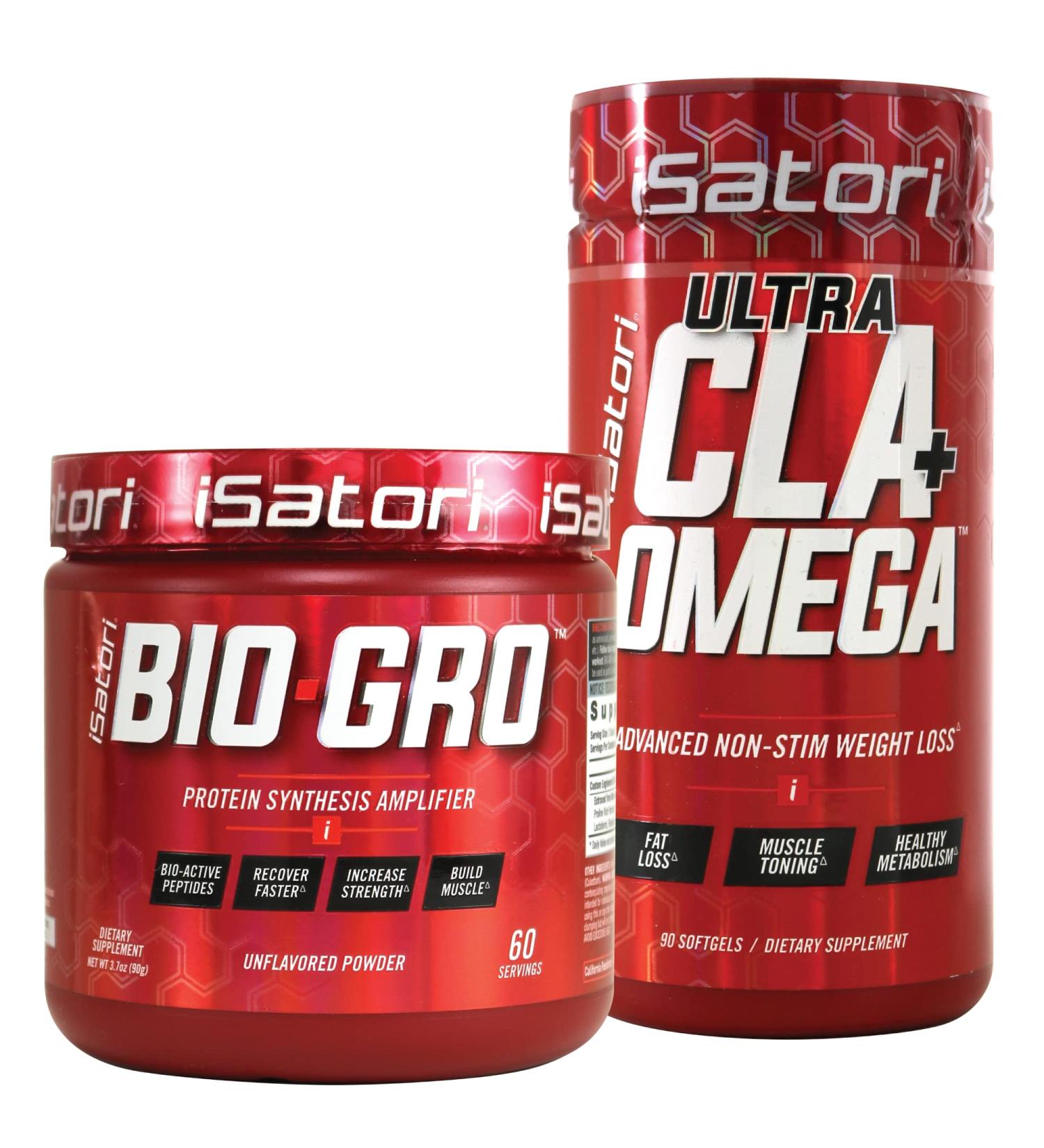 iSatori Bio-GRO Protein Synthesis Amplifier - Unflavored (60 Servings) & iSatori Ultra CLA + Omega (90 Softgels) - Buy Online on GoSupps.com