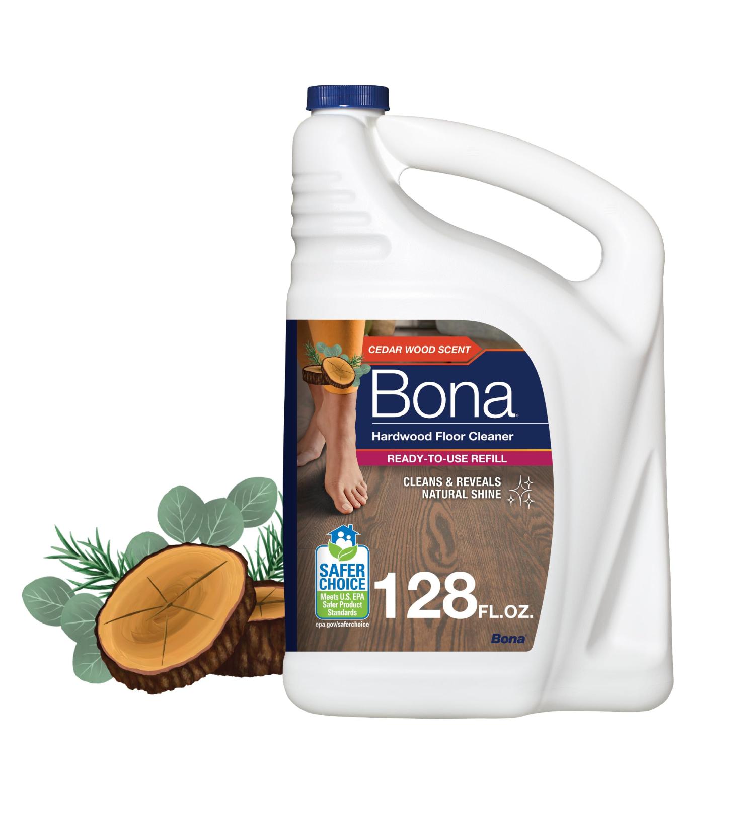 Bona Hardwood Floor Cleaner Refill - 128 fl oz - Residue-Free Cedar Wood Scent | Ideal for Wood Floors - Eco-Friendly Spray Mop Solution - Buy Online on GoSupps.com
