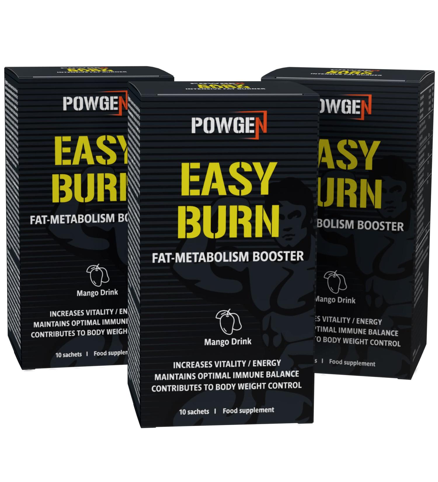 PowGen Easy Burn Delicious Mango Drink with L-Carnitine Yerba Mate Guarana & Vitamin B3 | 30 Sachets + Free E-Book | Buy Internationally! - Buy Online on GoSupps.com