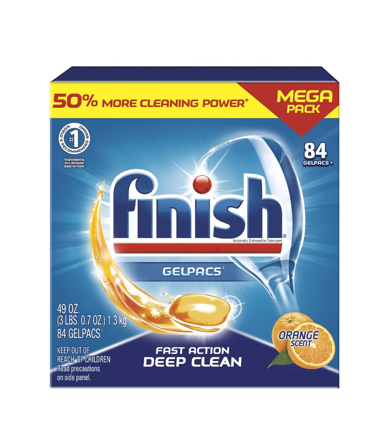 Finish All in 1 Gelpacs Orange Dishwasher Detergent Tablets - 84 Count Pack - Buy Online on GoSupps.com