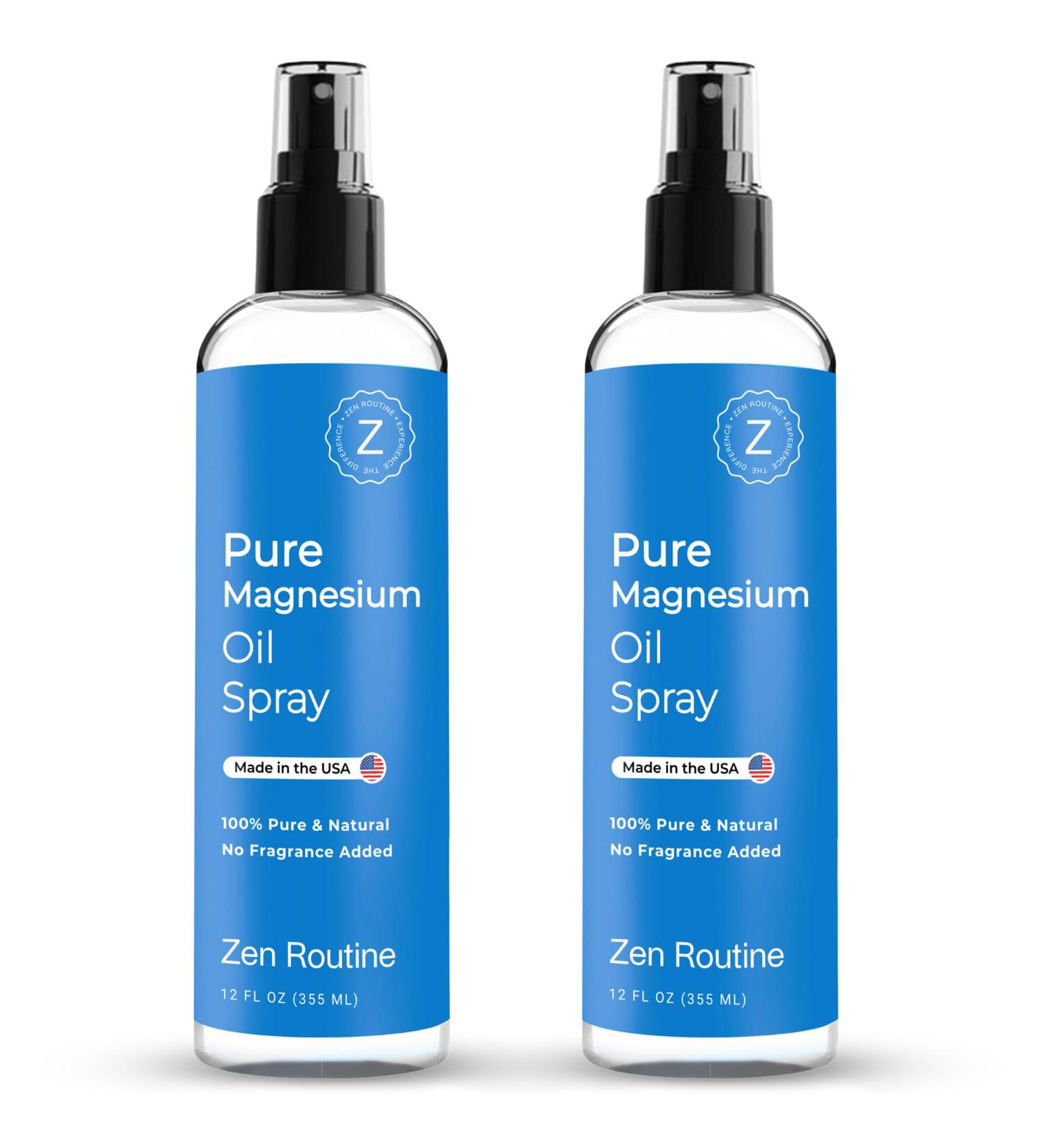 Pure Magnesium Oil Spray 12oz (2-Pack) USP Grade Topical Magnesium for Feet Body & Muscles Helps with Leg Cramps Relaxation & Recovery Made in USA 12 Fl oz 2-Pack - Buy Online on GoSupps.com