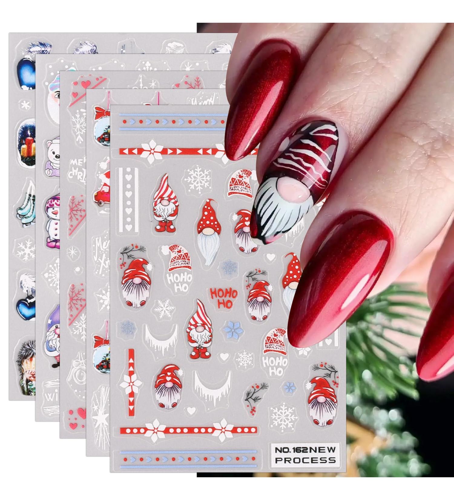JMEOWIO 6 Sheets Christmas Nail Art Stickers Decals Self-Adhesive Winter Holiday Cute Red Nail Supplies Nail Art Design Decoration Accessories - Buy Online on GoSupps.com