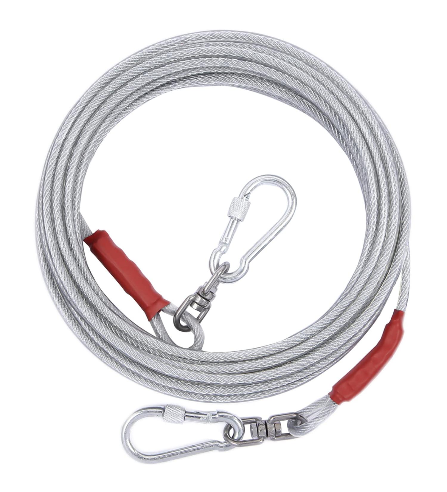 Dog Tie Out Cable for Dogs Outside Up to 125/250lbs 10/20/30/50FT Long Dog Leashes&Chains Small-Large Dogs Runner Cable for Yard Heavy Duty Dog Lead Line for Outdoor Camping Yard(250lbs 20FT Silver) 250lbs 20FT Silver - Buy Online on GoSupps.com