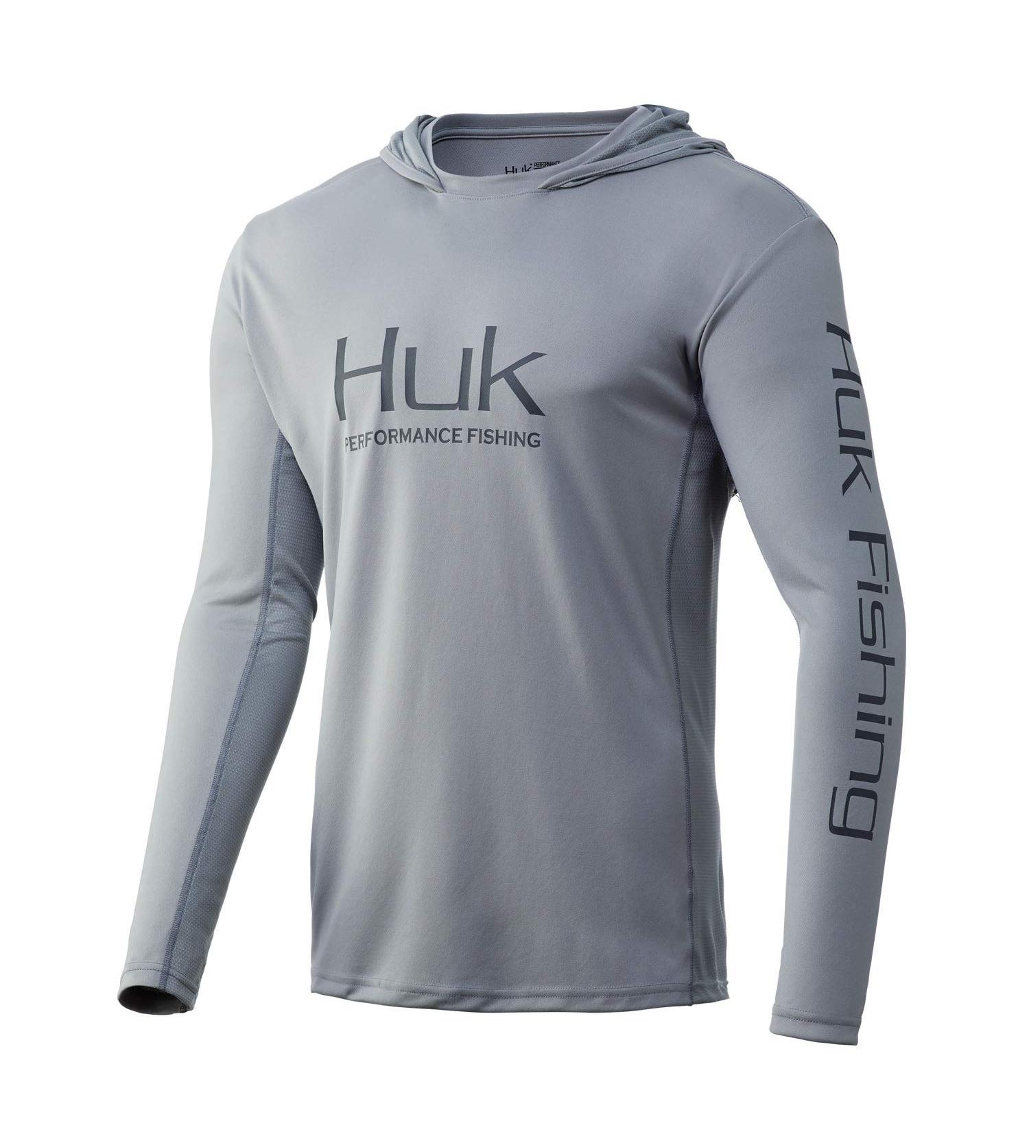Huk Men's Icon X Hoodie | Gray X-Large | UPF 30+ Sun Protection - Buy Online on GoSupps.com