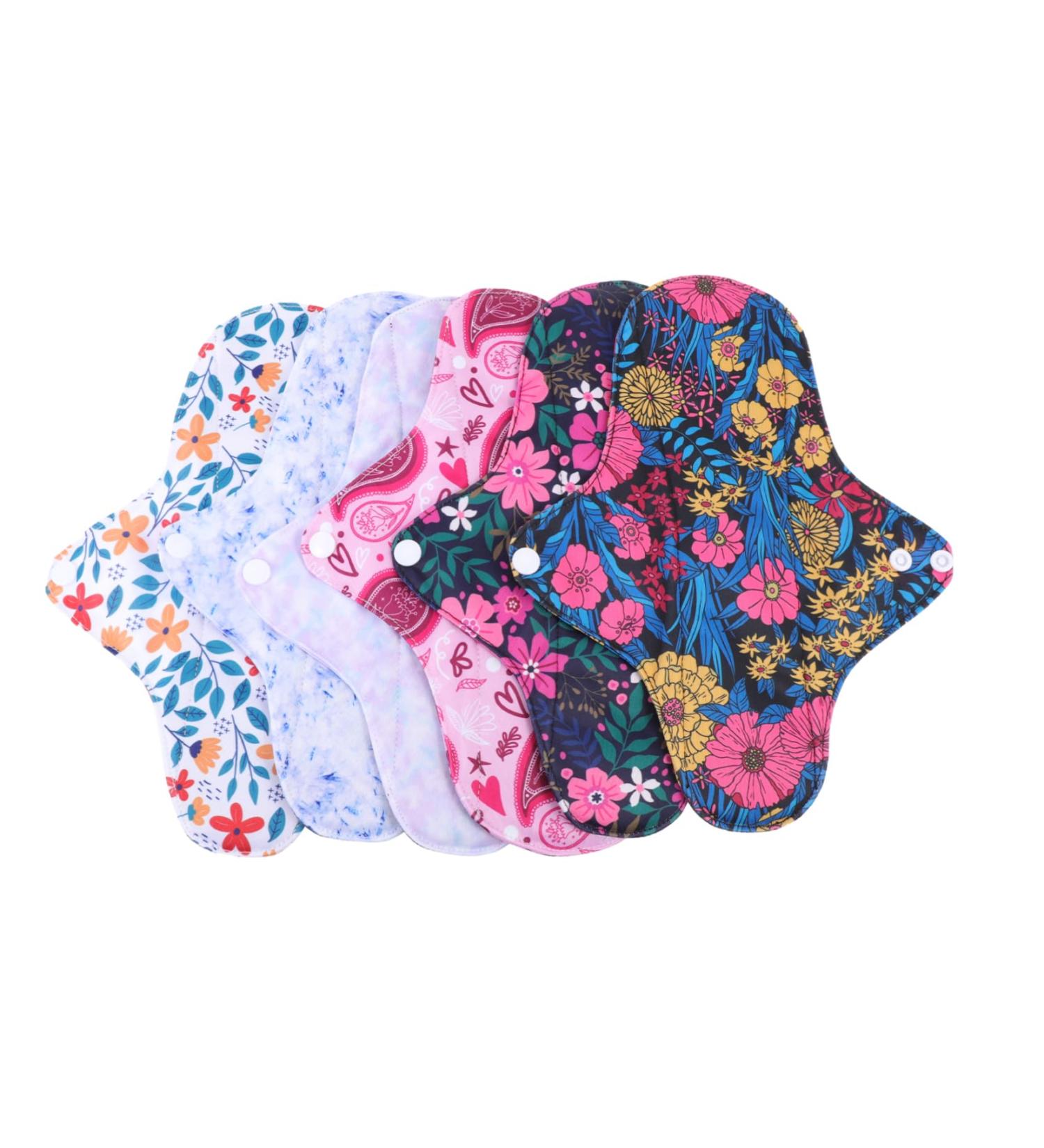 6pcs Washable Menstrual Cloth Panty Liner Set - Durable & Portable Women's Period Pads - Buy Online on GoSupps.com
