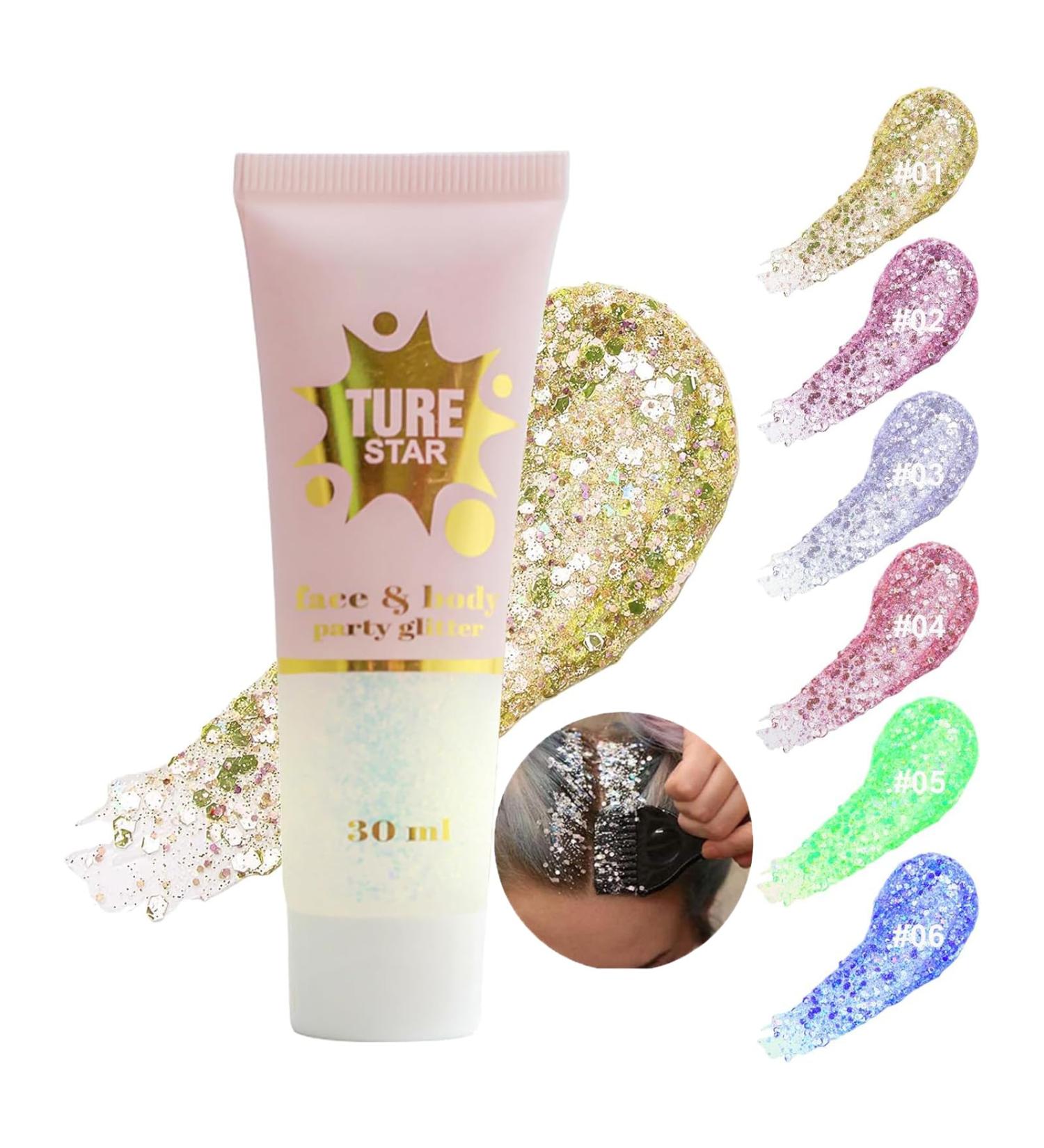 Aonat 30ml Body Glitter Gel - Long-Lasting Glitter Makeup for Face Hair Lips & Nails | Festival Party Cosmetics - A-01 Gold - Buy Online on GoSupps.com