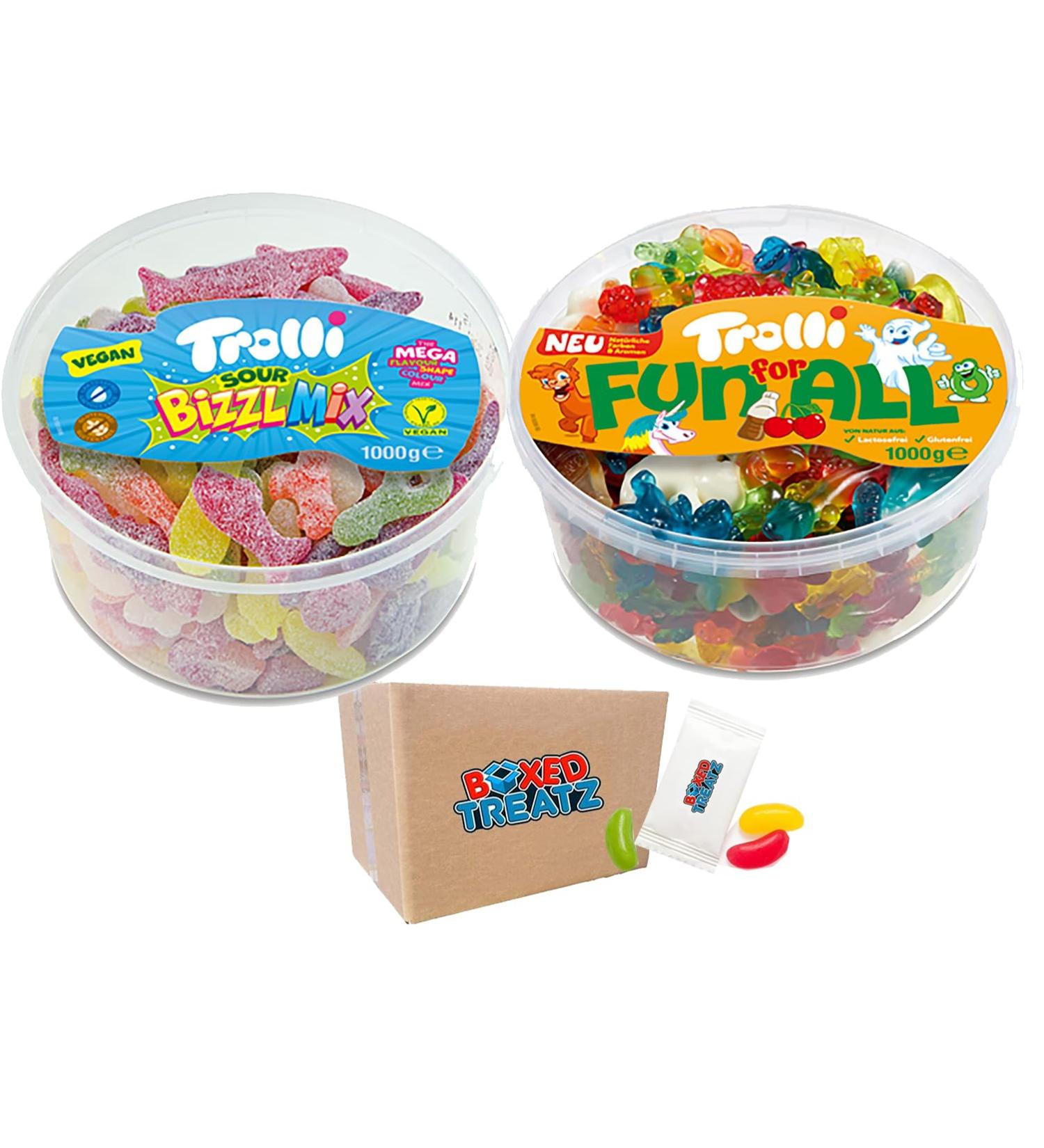 Trolli Fun for All Sweet Mix 1kg + Trolli Sour Bizzl Sweet Mix 1kg - Great Party Favour Boxed Treatz - Buy Online on GoSupps.com
