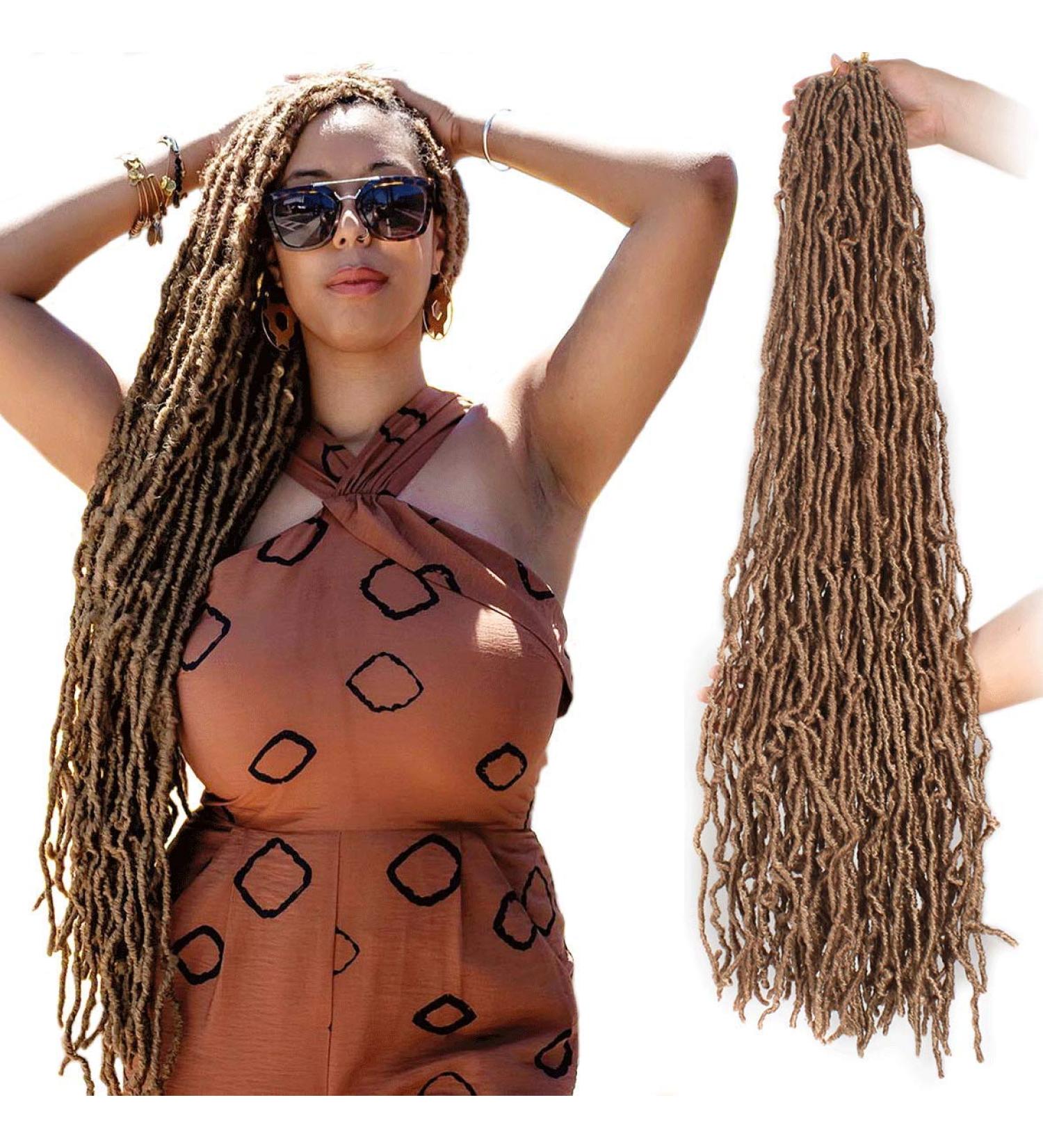 Xtrend 5 Packs Nu Faux Locs Crochet Braids 36 Inch Most Natural Soft Faux Locs Crochet Braid Hair Synthetic Hair African Roots Hair Extensions 27# 36 Inch (Pack of 5) 27# - Buy Online on GoSupps.com