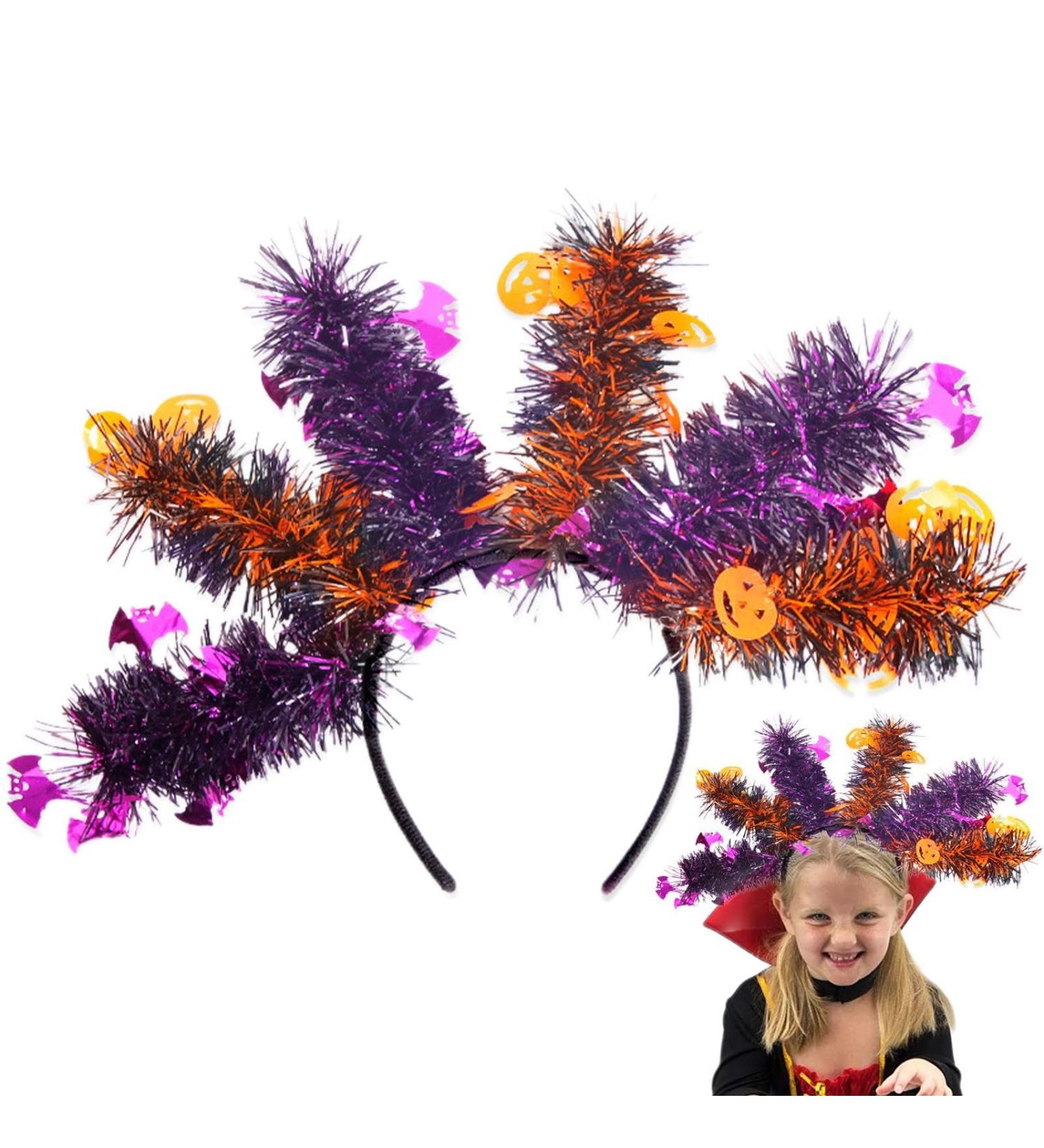 Halloween Headbands Pumpkin Ghost Bat Skeleton Colorful Wool Strips Halloween Hair Bands Halloween Accessories for Adults Halloween Headwear Favors Bat Pumpkin - Buy Online on GoSupps.com