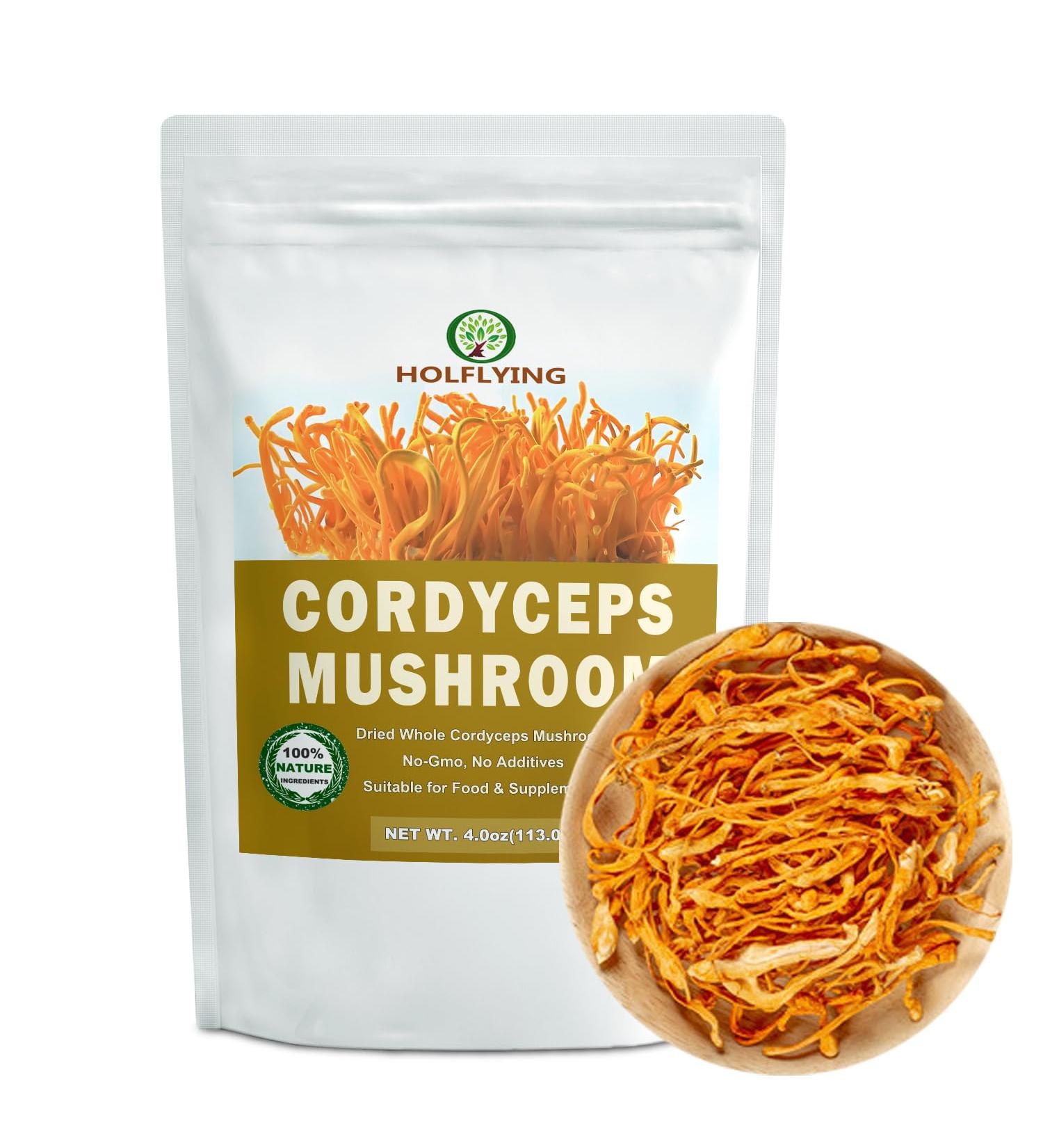 Dried Whole Cordyceps Mushroom - 4.0 oz All-Natural Cordyceps for Immunity Health and Vegan Recipes No Additives No GMO - Buy Online on GoSupps.com