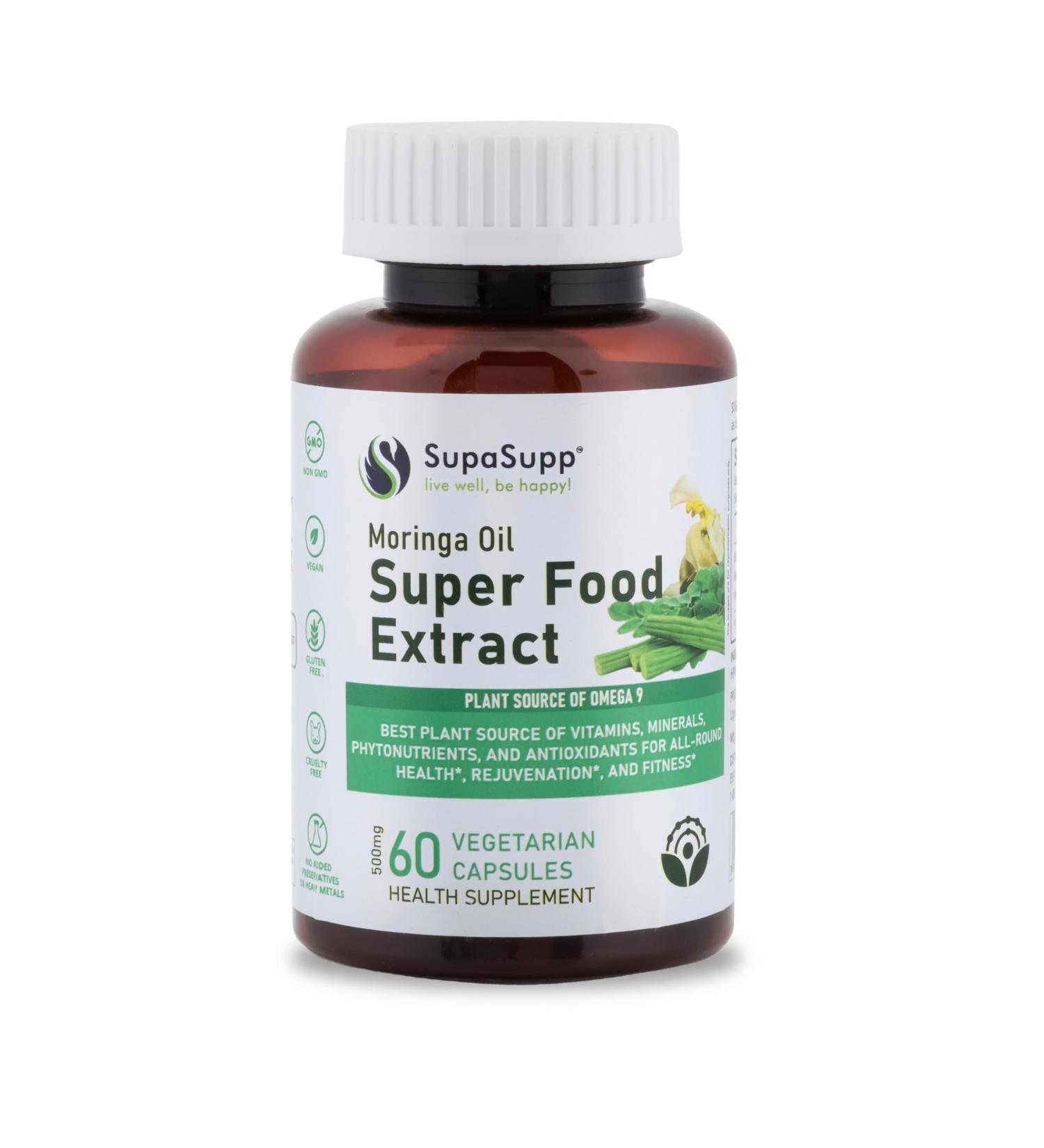 SRI SRI TATTVA Moringa Oil for Immune Support Energy and Skin Rejuvenation Pure Moringa Leaf Extract Daily Supplement Vegan Non-GMO Superfood Capsule (60 Capsules 500mg) - Buy Online on GoSupps.com